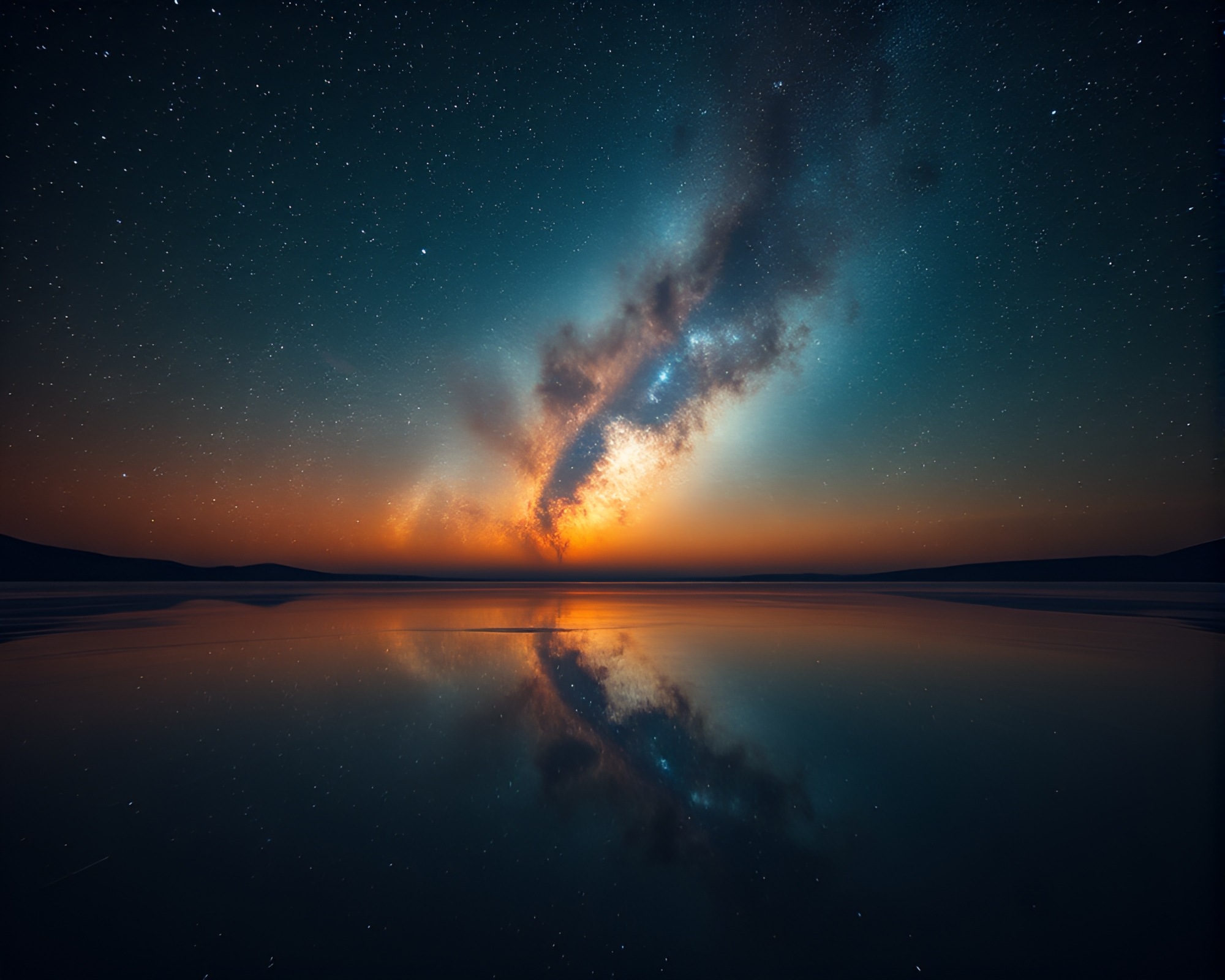 Celestial Nebula Reflection in Glow-in-the-Dark Sky – free AI stock image