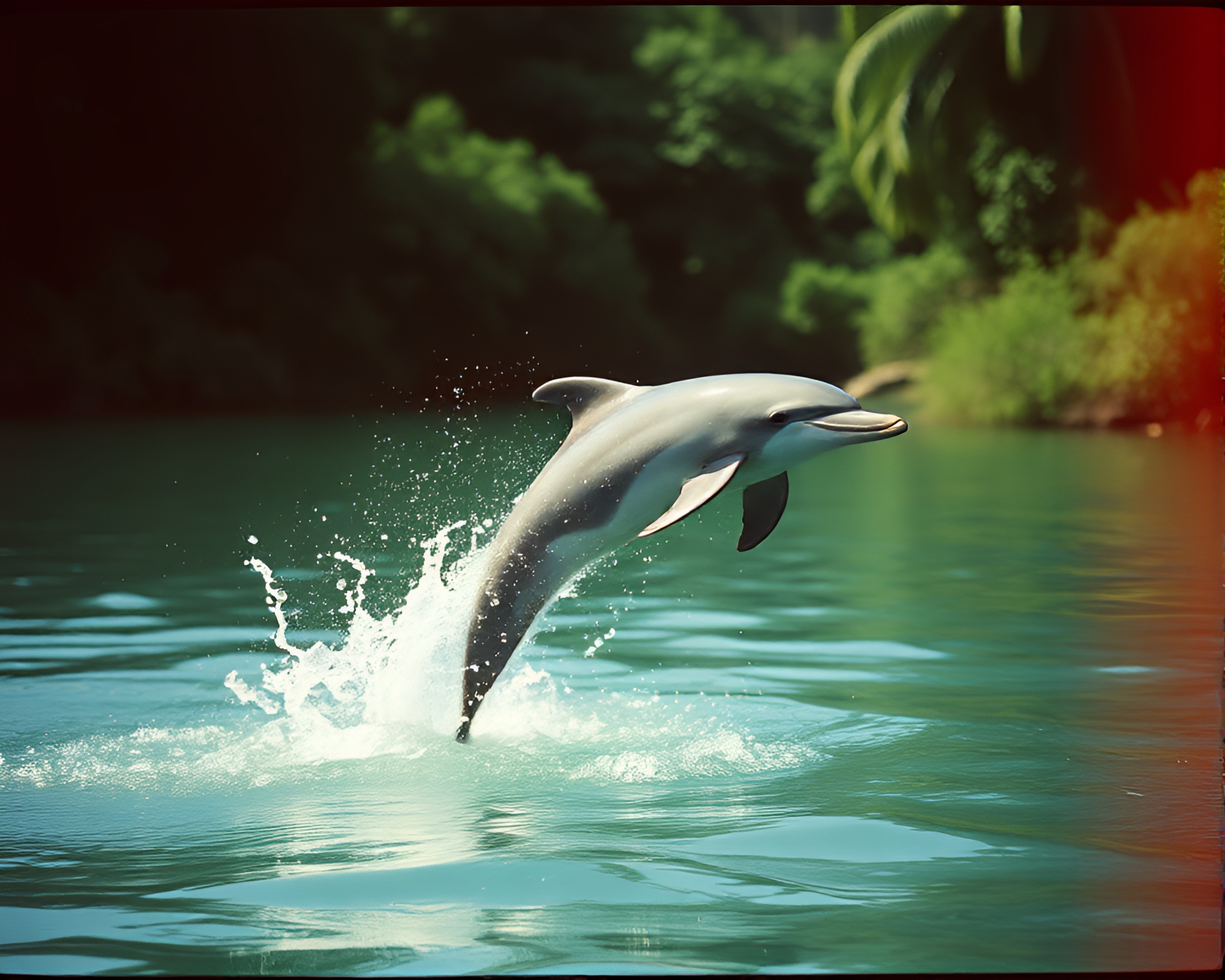 Enchanting Amazon River Dolphin in Vibrant Color Splash – free AI stock image