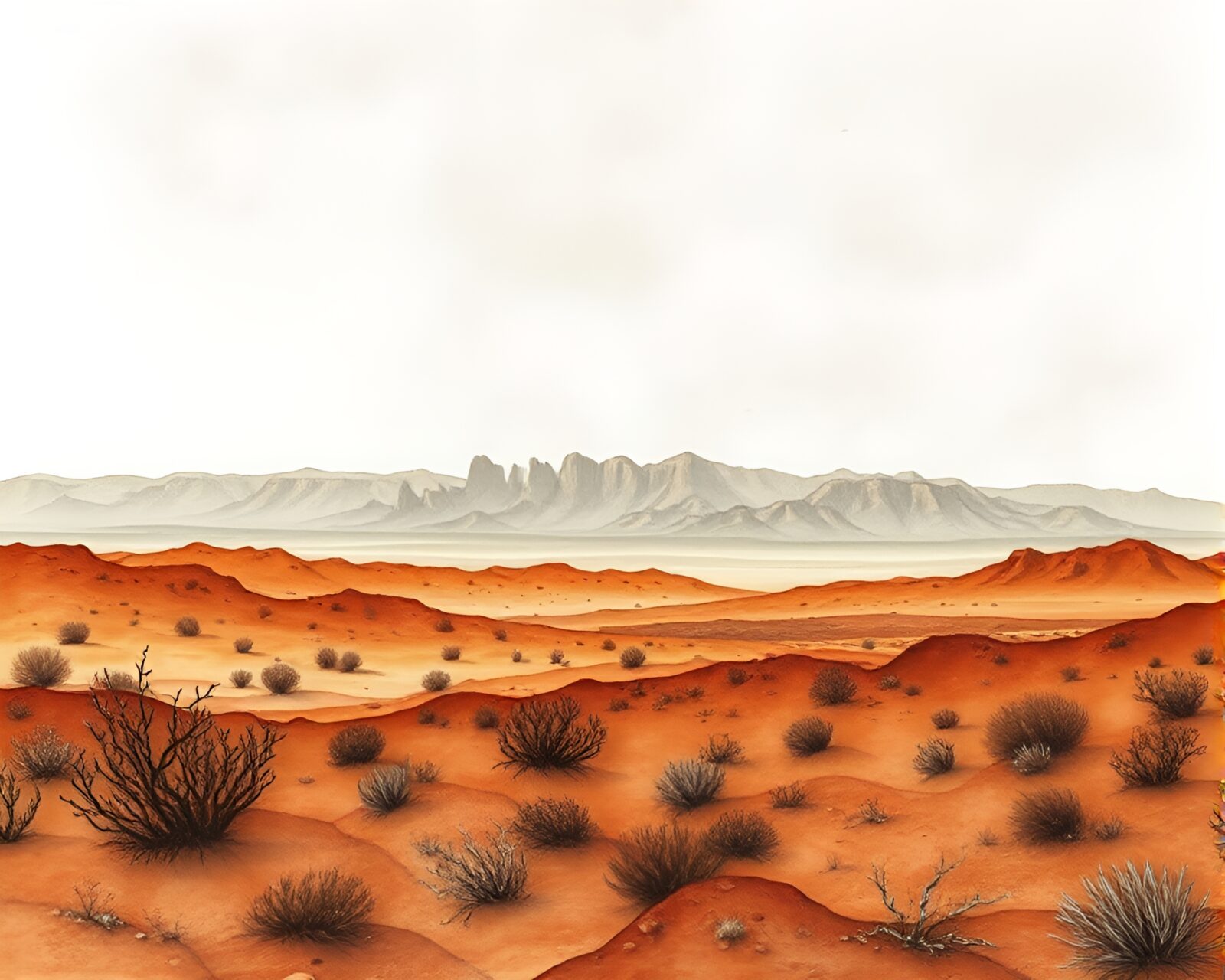 A breathtaking etched desert landscape with crystal-clear details