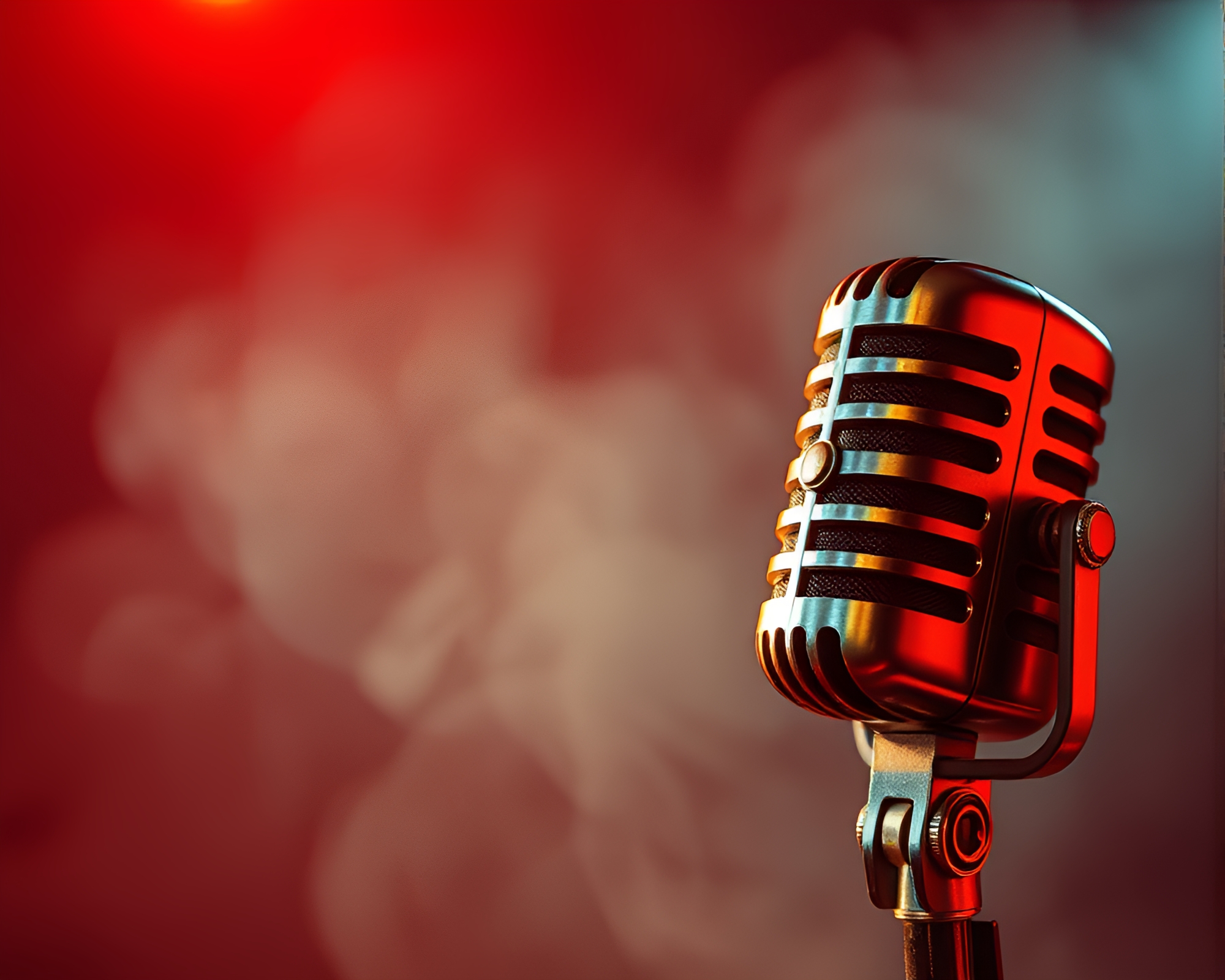 Vintage Film Reel Microphone in Smoky Comic Book Style – free AI stock image