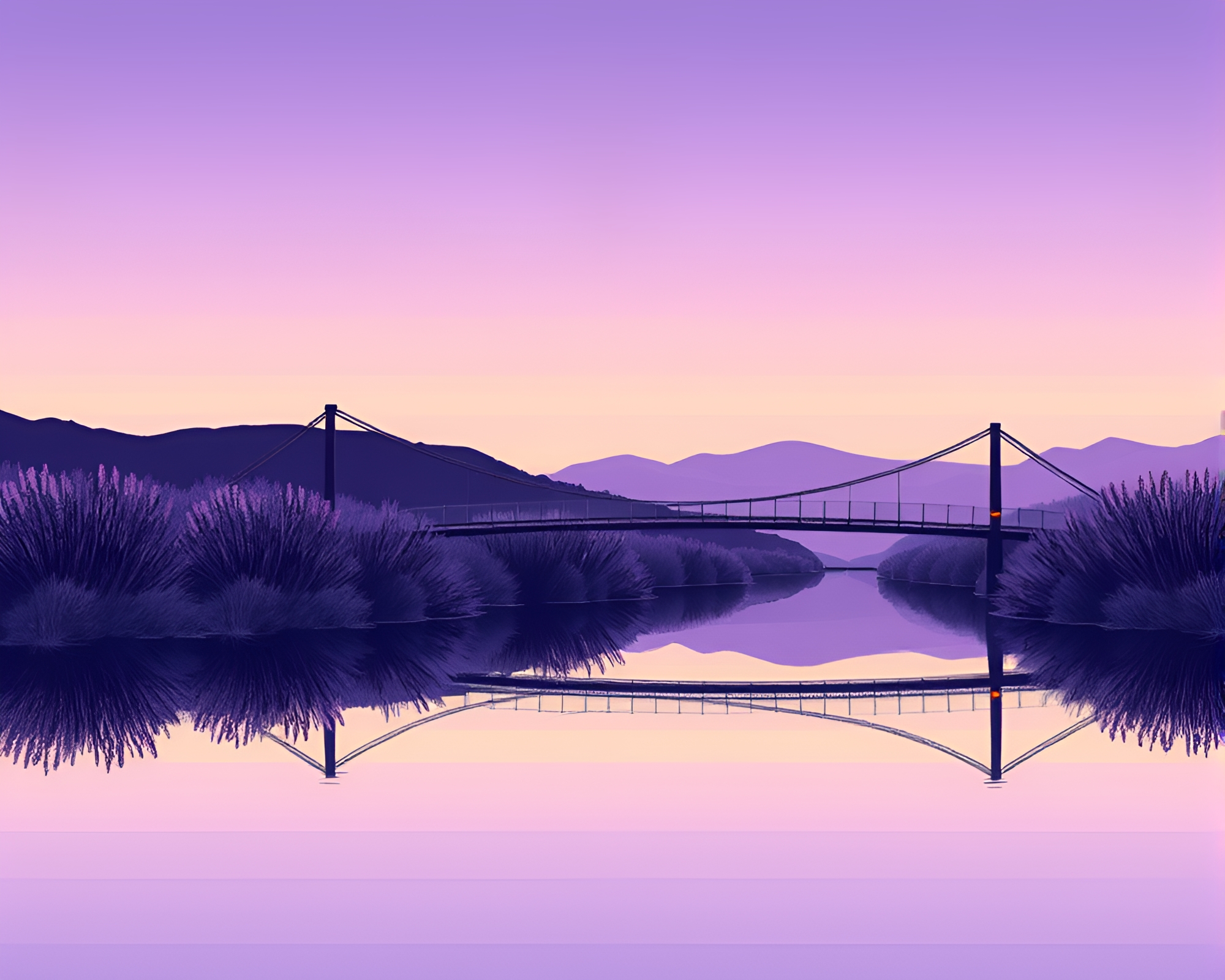 Striped Glass Bridge at Lavender Twilight – free AI stock image