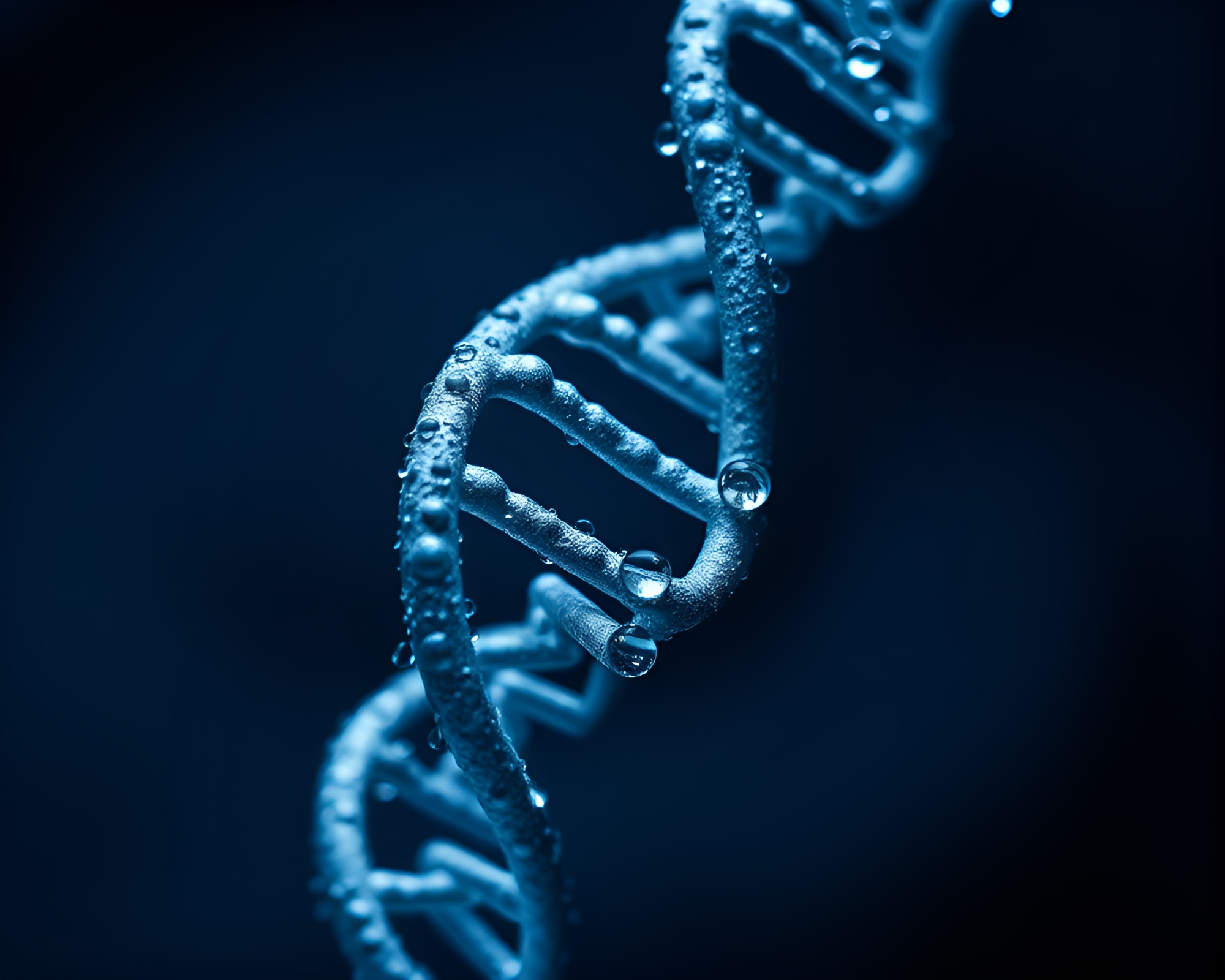DNA Helix Dew Drops Composition – free AI stock image
