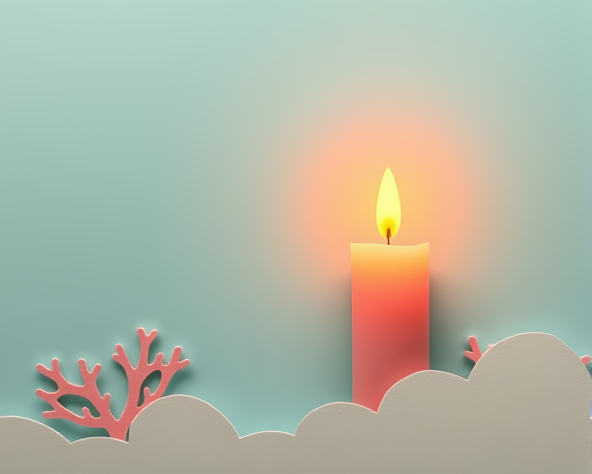 Candle Smoke Dancing in Retro Coral Atoll – free AI stock image