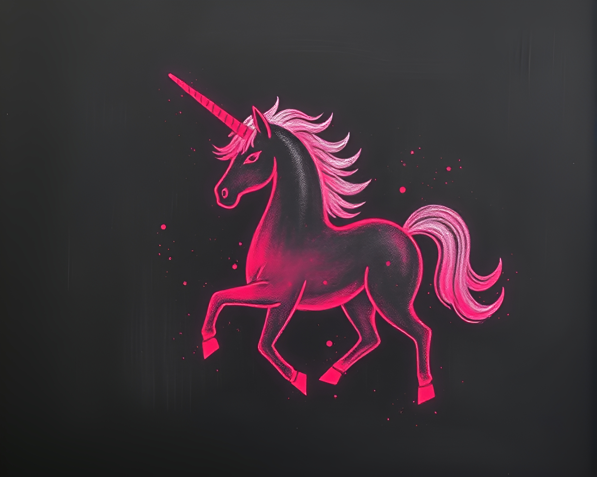 Enchanting Unicorn Amidst Chalkboard Smudges in Erupting Light – free AI stock image