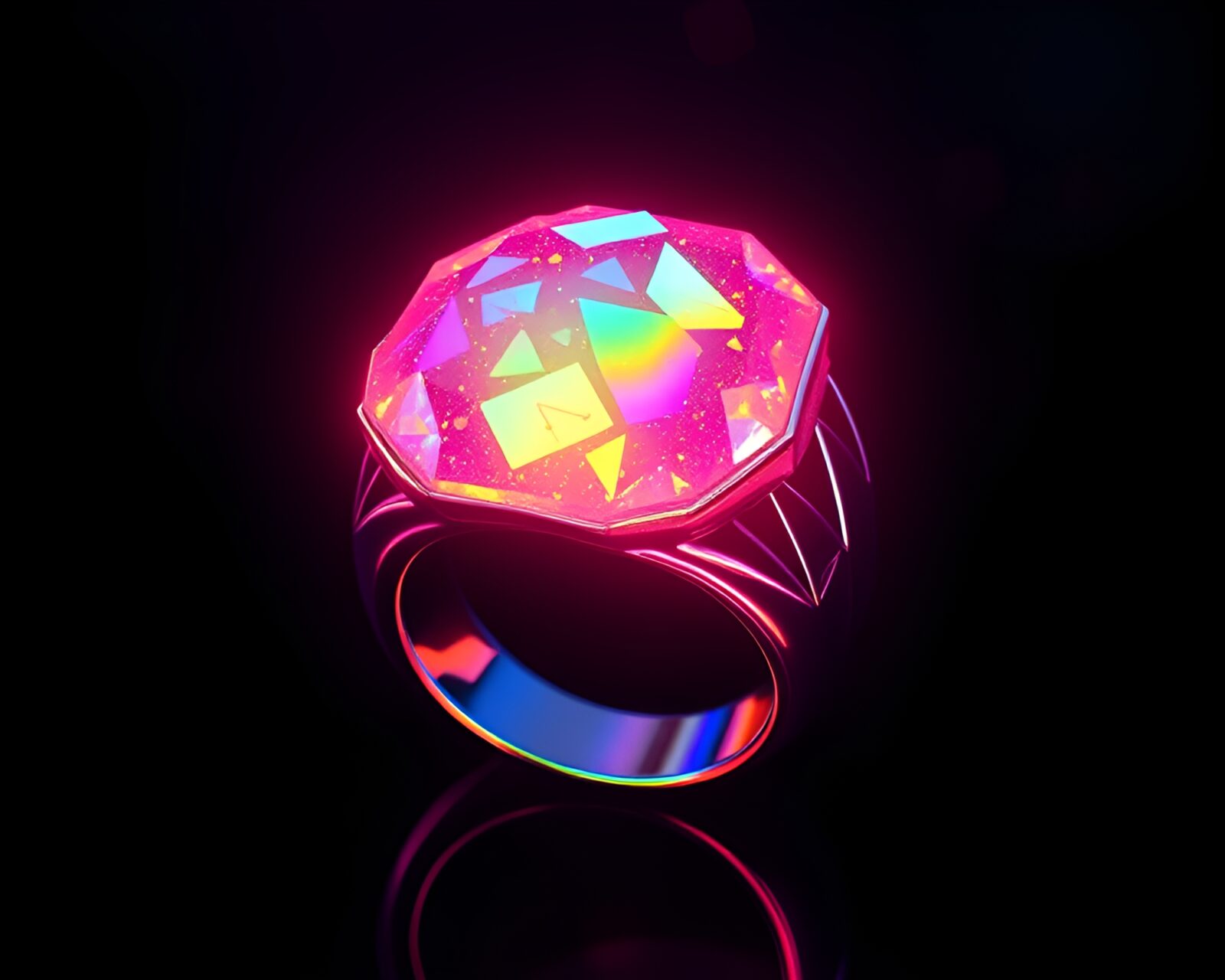 Glowing holographic ring surrounded by nostalgic scanlines