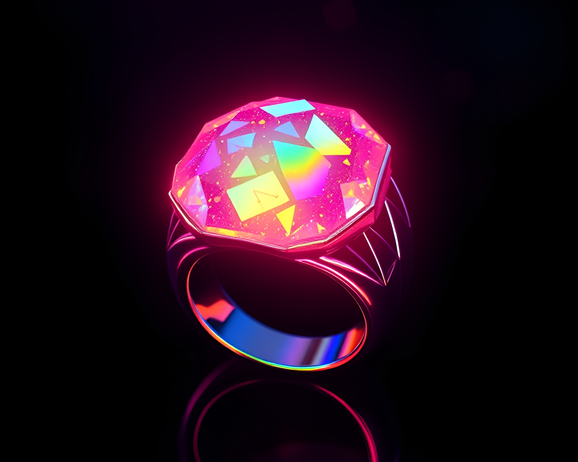 Futuristic Hologram Ring with Retro Scanlines – free AI stock image
