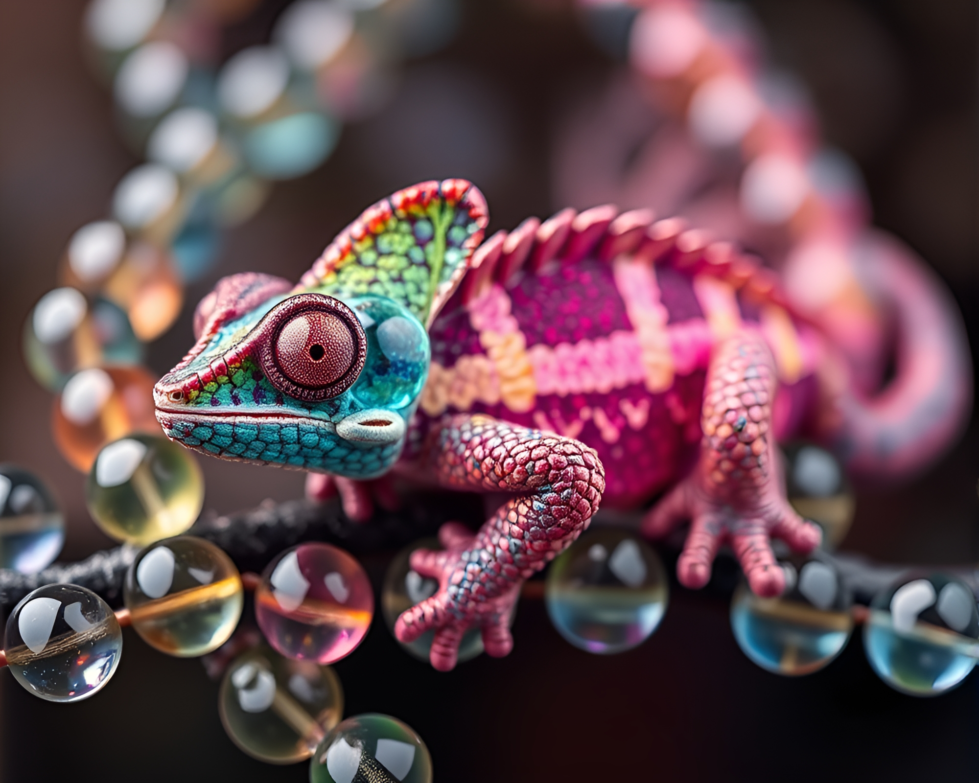 Chameleon in Mystical Split Toning Landscape – free AI stock image