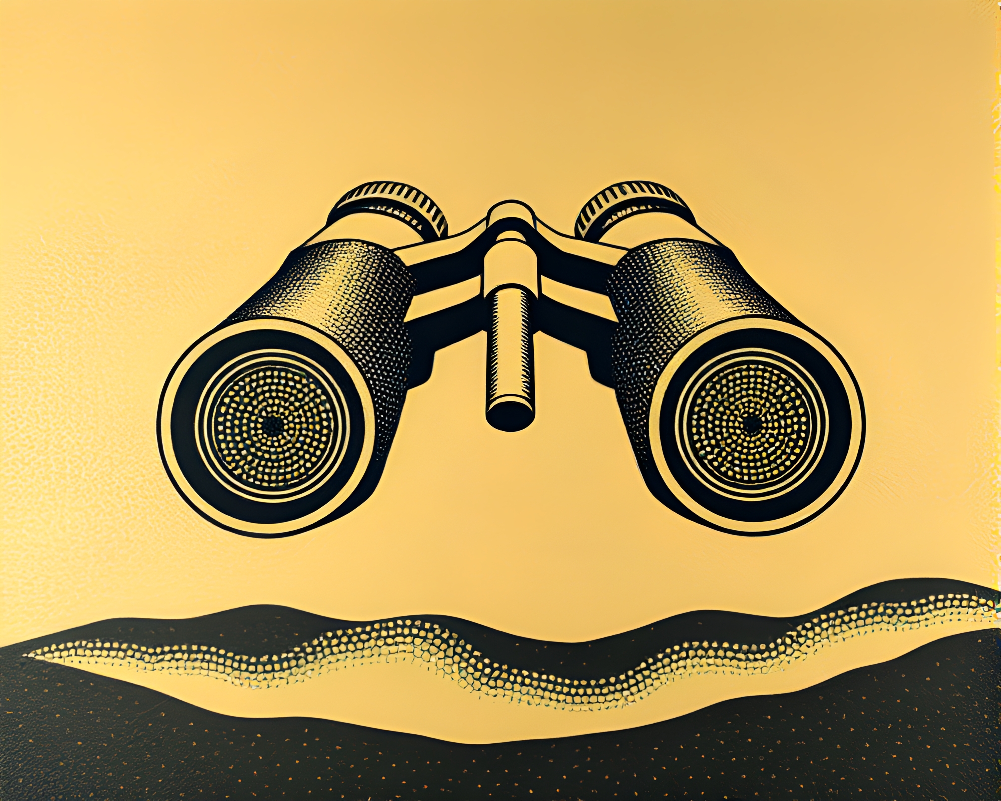 Binoculars’ Dot Matrix Landscape Etching – free AI stock image