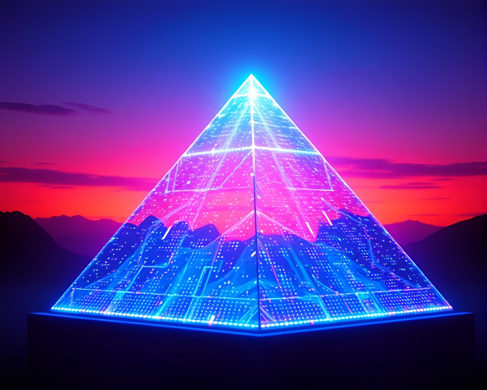 Dot matrix arrangement with cool light and pyramid structure