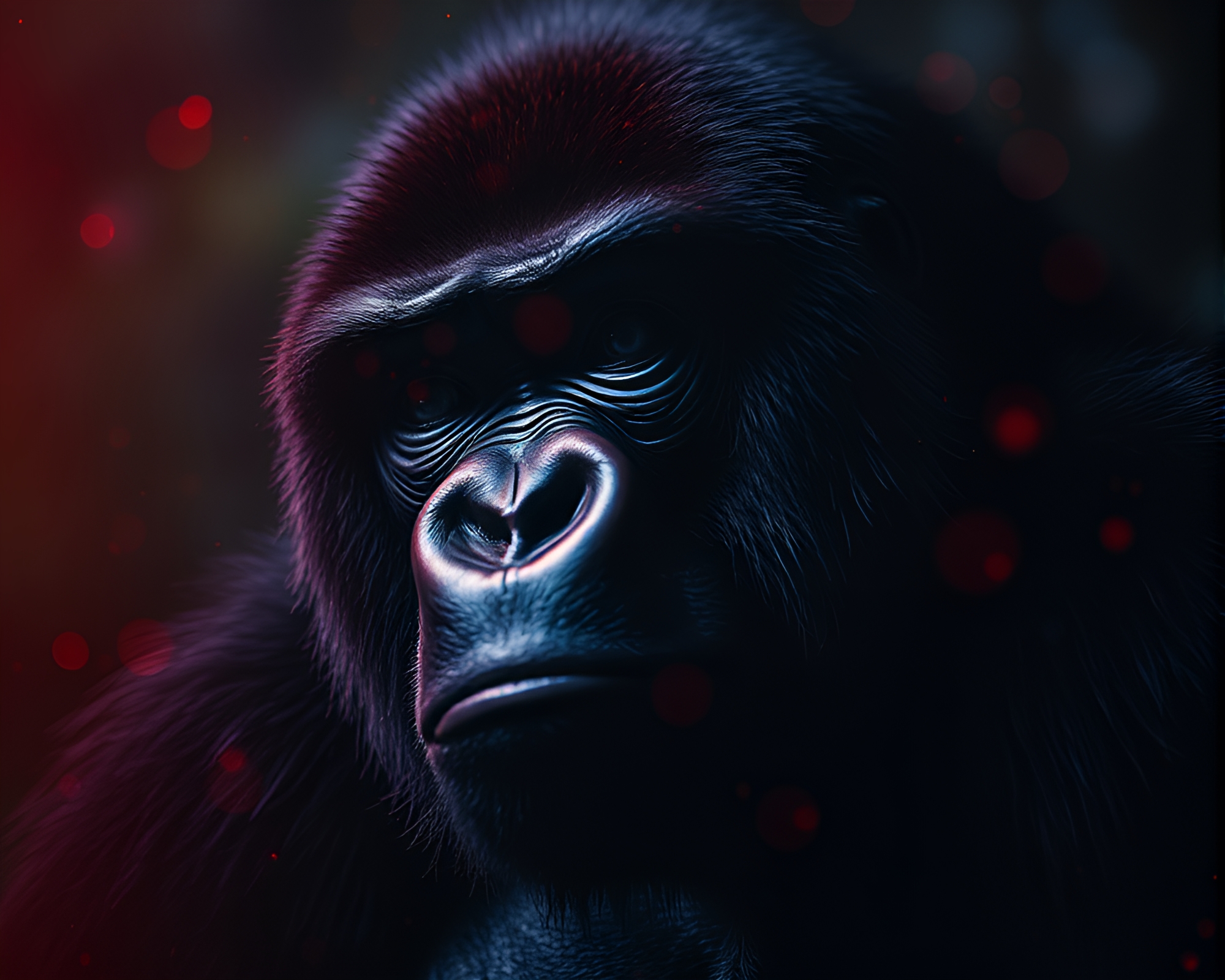 Gorilla hologram collage underexposed mystery – free AI stock image
