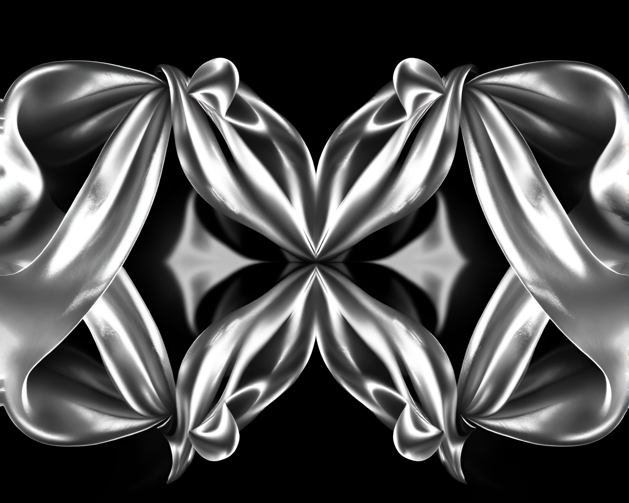 Satin Ribbon Reflection: Bright Symmetry in Monochrome – free AI stock image