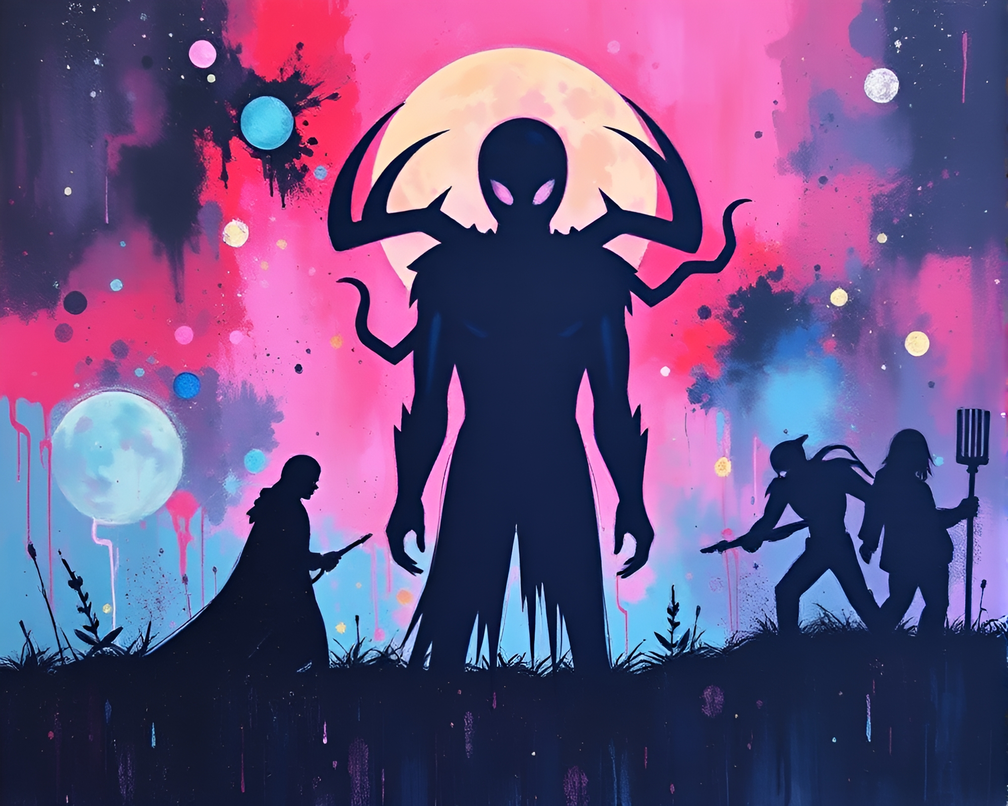 Ethereal Nightmares: Shadow Silhouette in Pastel Gouache – free AI stock image