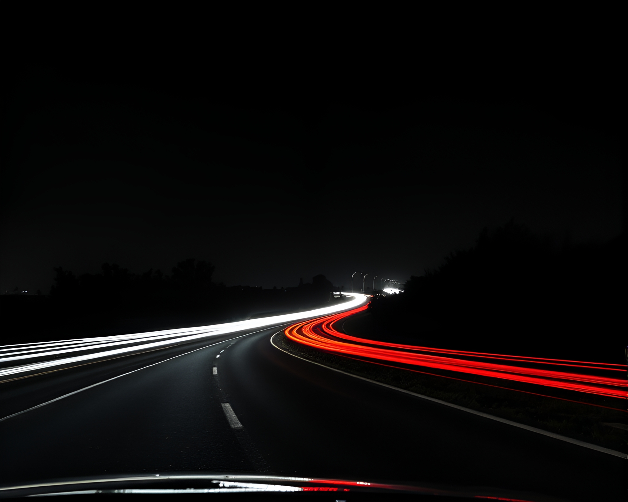 Futuristic Cybernetic Sky Garden Car Light Trails – free AI stock image