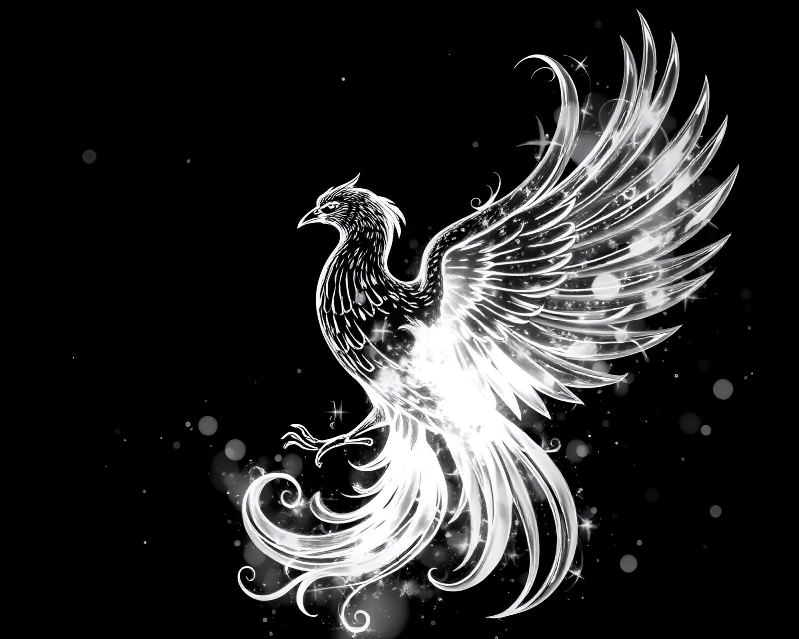 A delicate Phoenix in a dreamy black and white setting