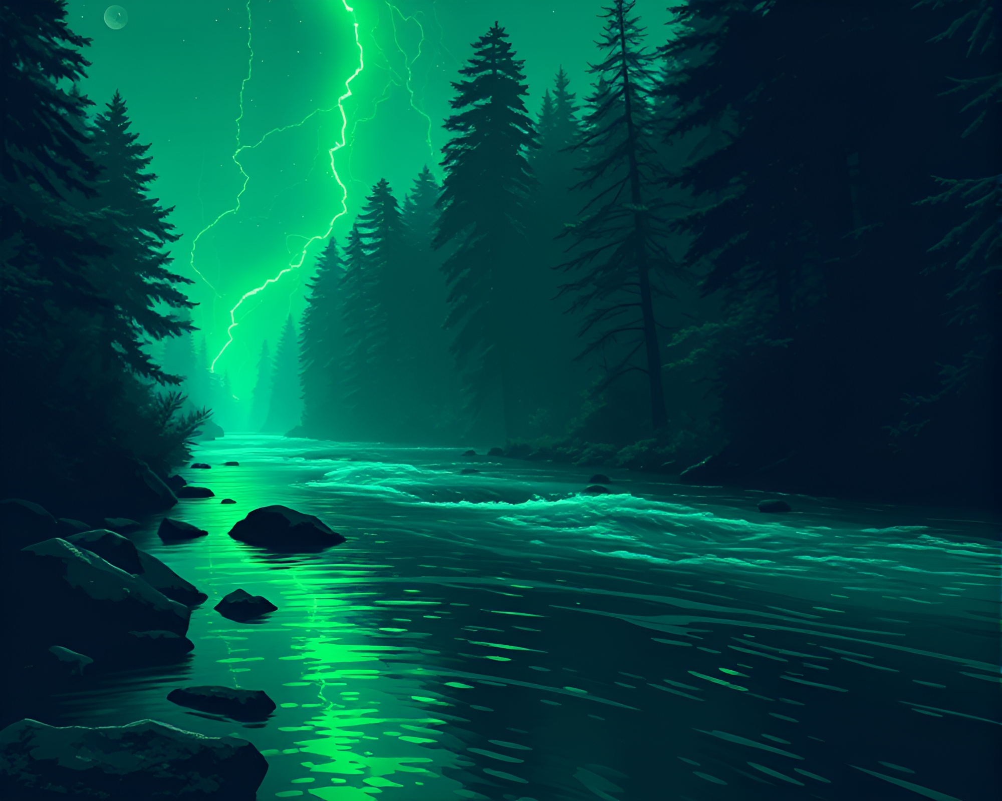 Retro Motion Capture: Savage River Emerald Expedition – free AI stock image