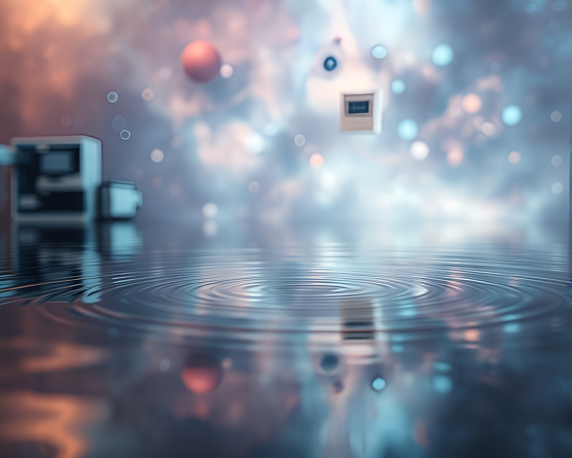 Robotic Laboratory Reflections in Cosmic Stereograph – free AI stock image