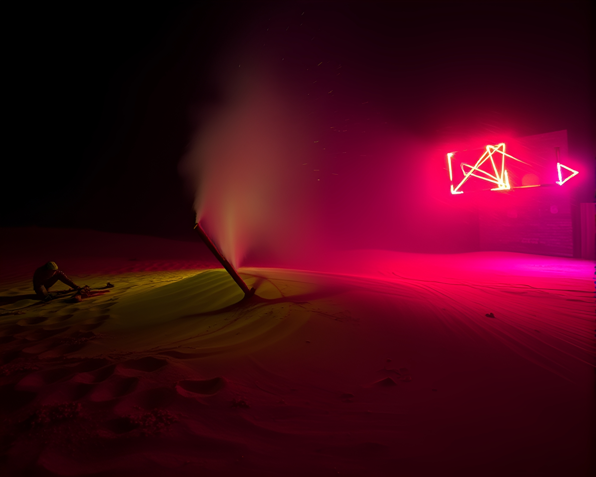 Dynamic Motion Capture at Graffiti Lit Sand Dune Party – free AI stock image