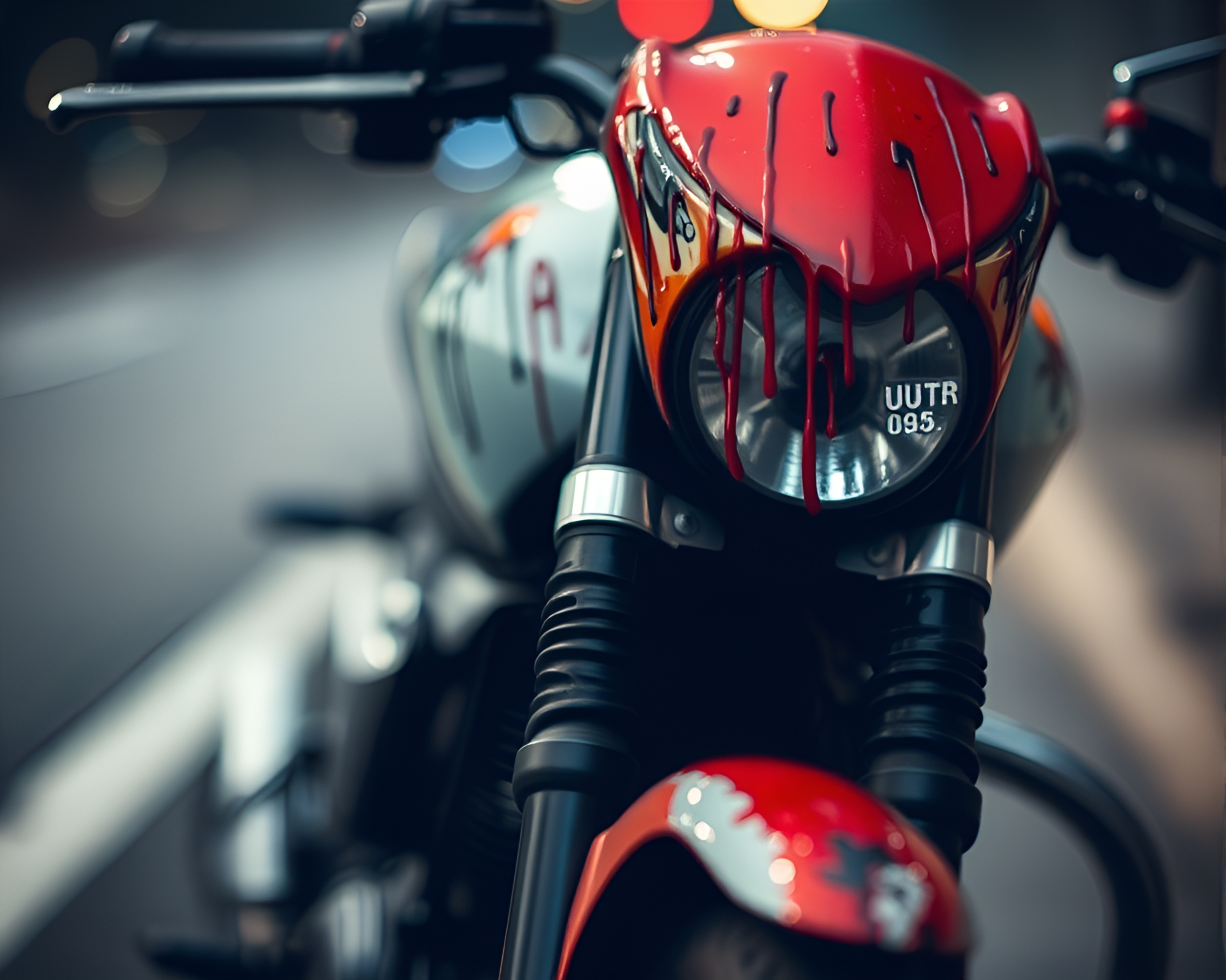 Surreal Motorcycle Ride Amongst Paint Drips – free AI stock image