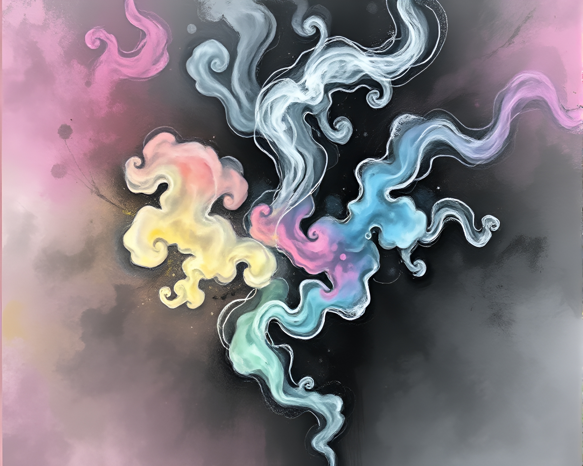Pastel Graffiti Fractal Steam Charcoal Sketch – free AI stock image