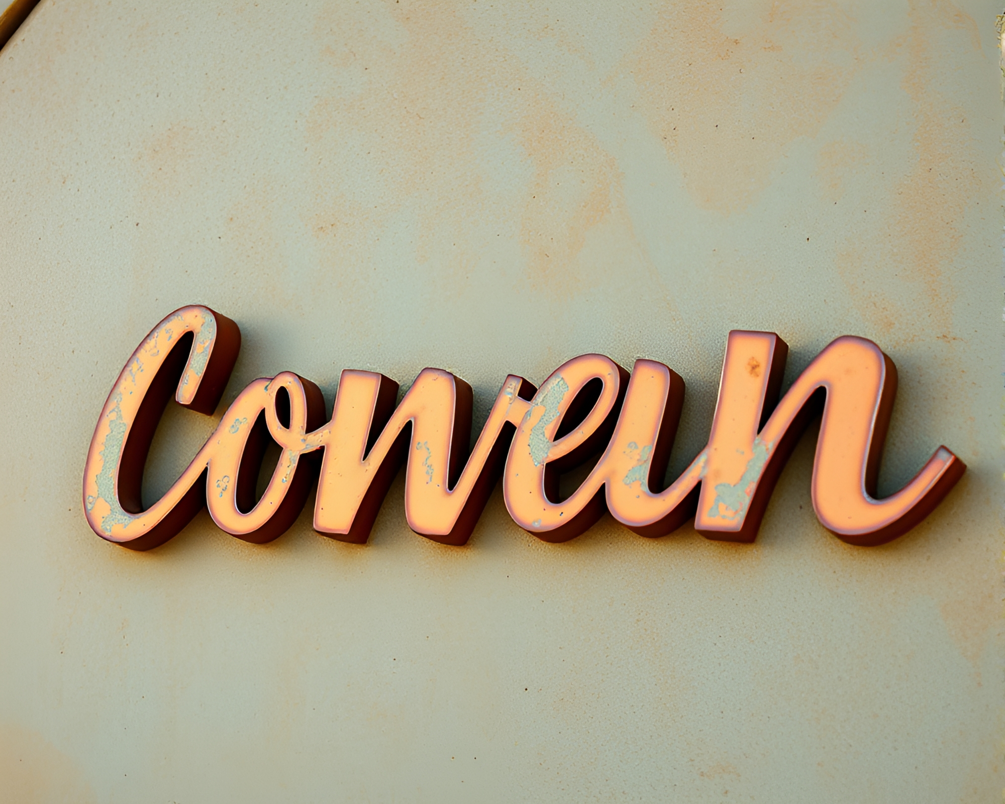 Copper Verdigris Handwritten Letter in Desert Sands – free AI stock image