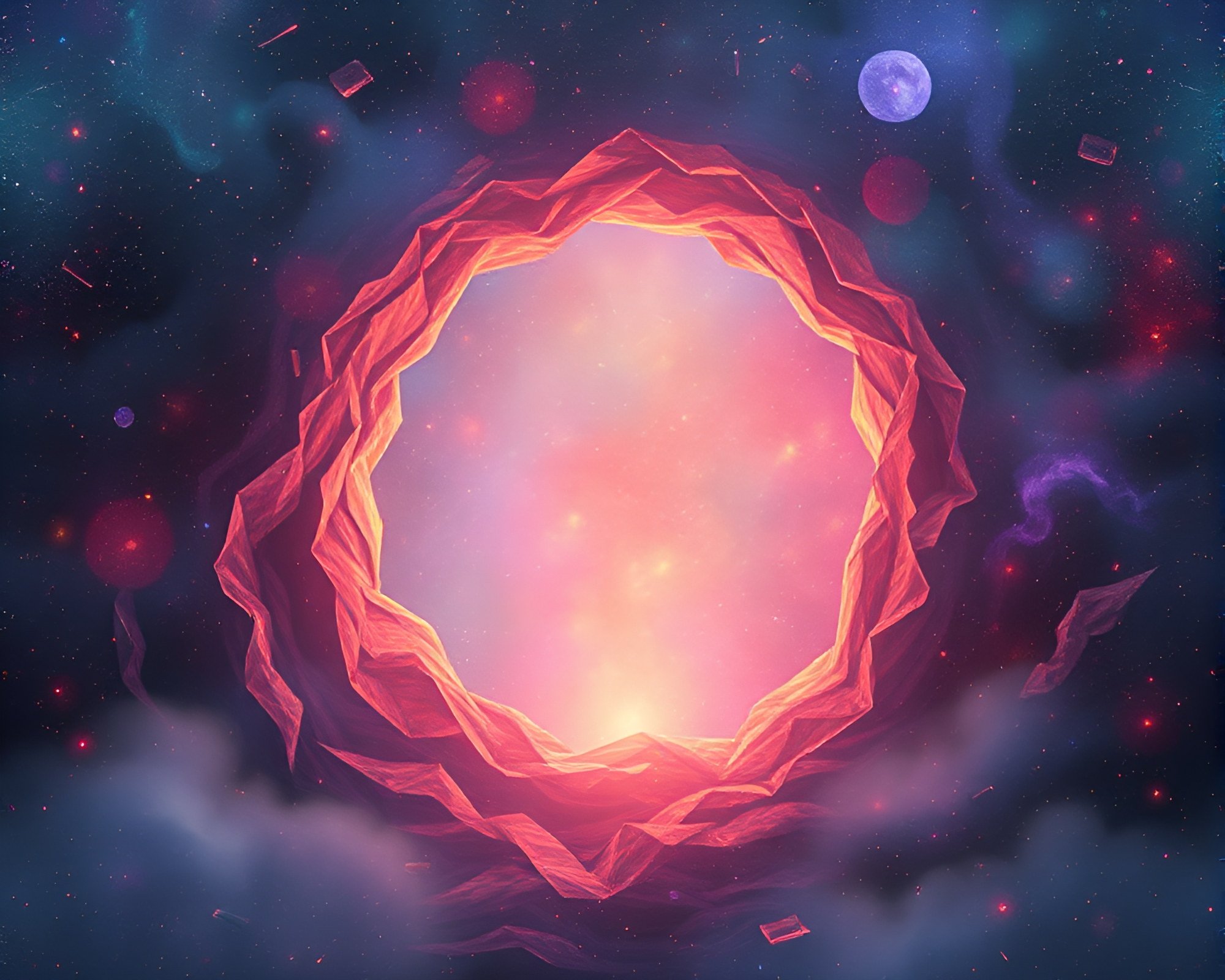 Multiverse Portal Paper Tears Impasto Twilight – free AI stock image