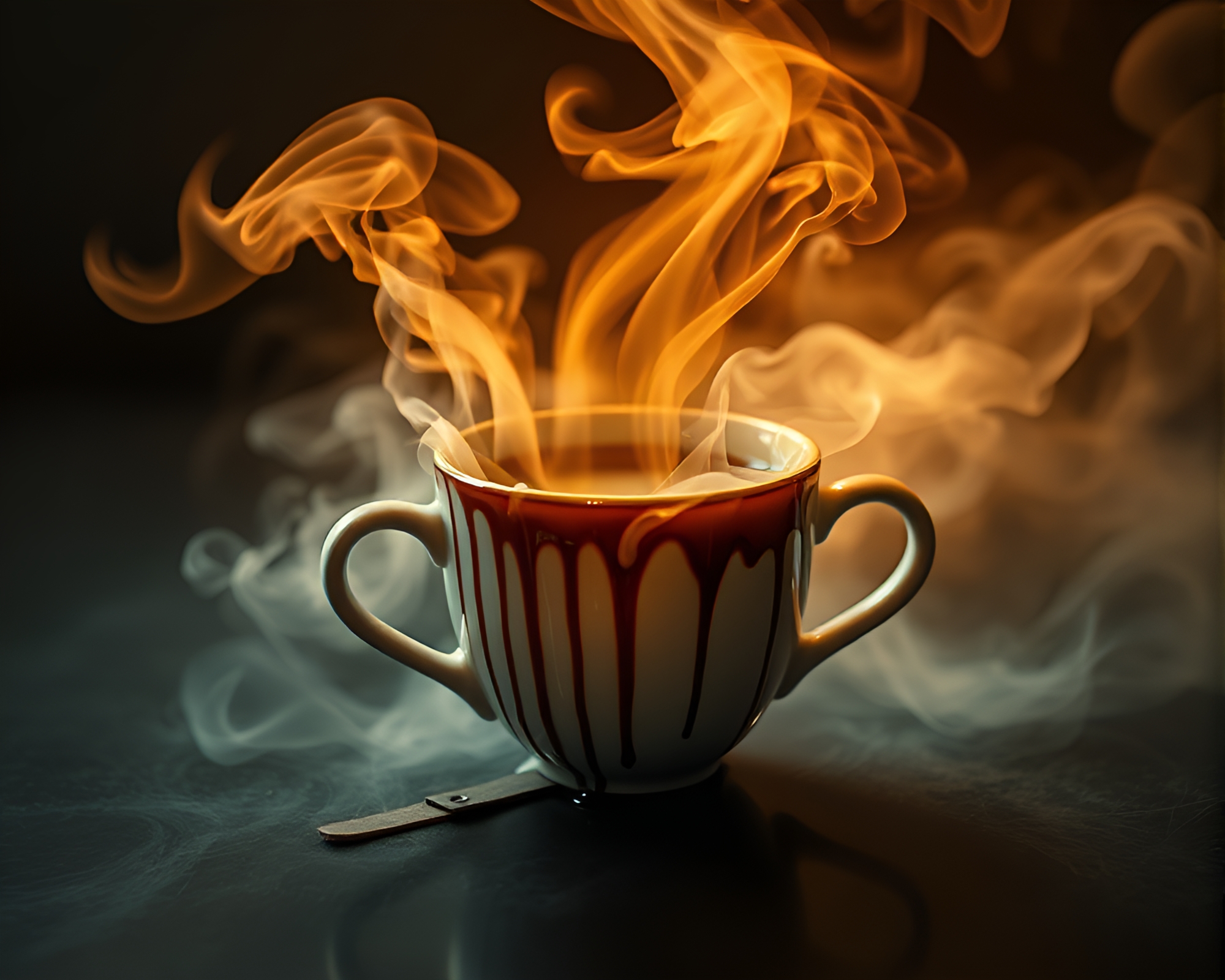 Swirling Smoke God Rays over Coffee Cup Fantasy – free AI stock image