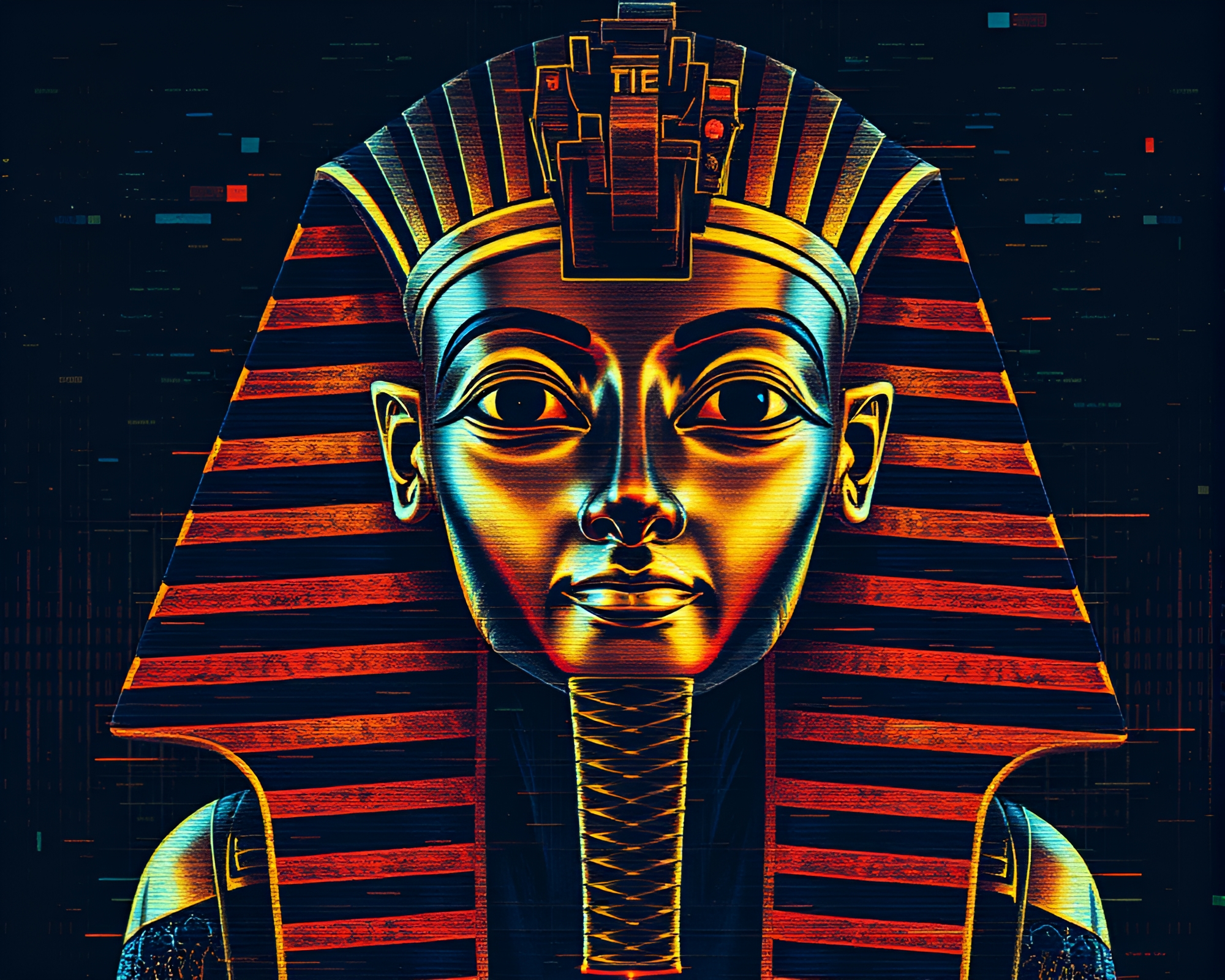 Ancient Pharaoh Mask in Motion Capture ASCII Art – free AI stock image