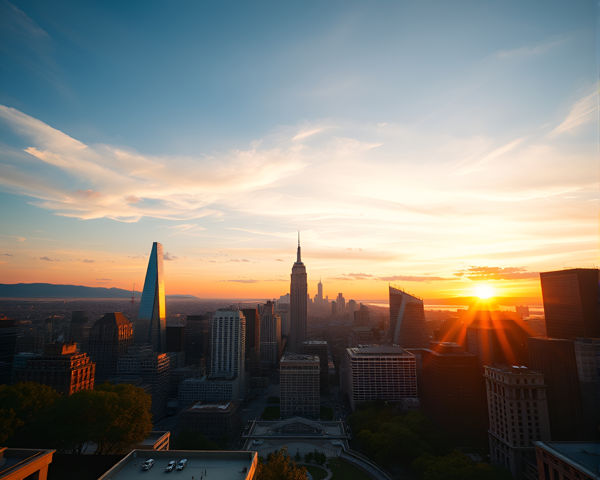Falcon Sunset Silhouette in Architectural Cityscape – free AI stock image