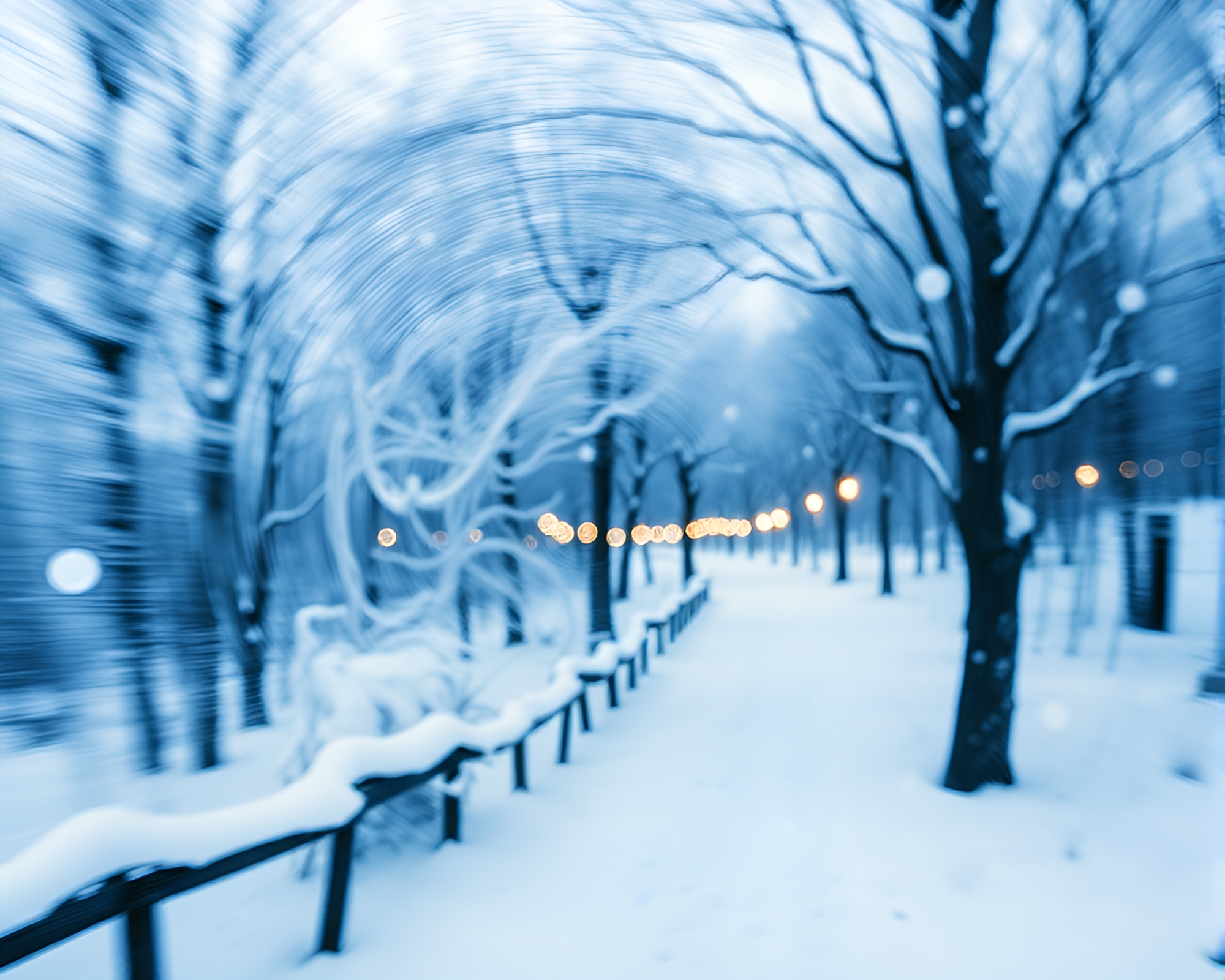 Winter Wonderland Lens Distortion Impressionist Painting – free AI stock image