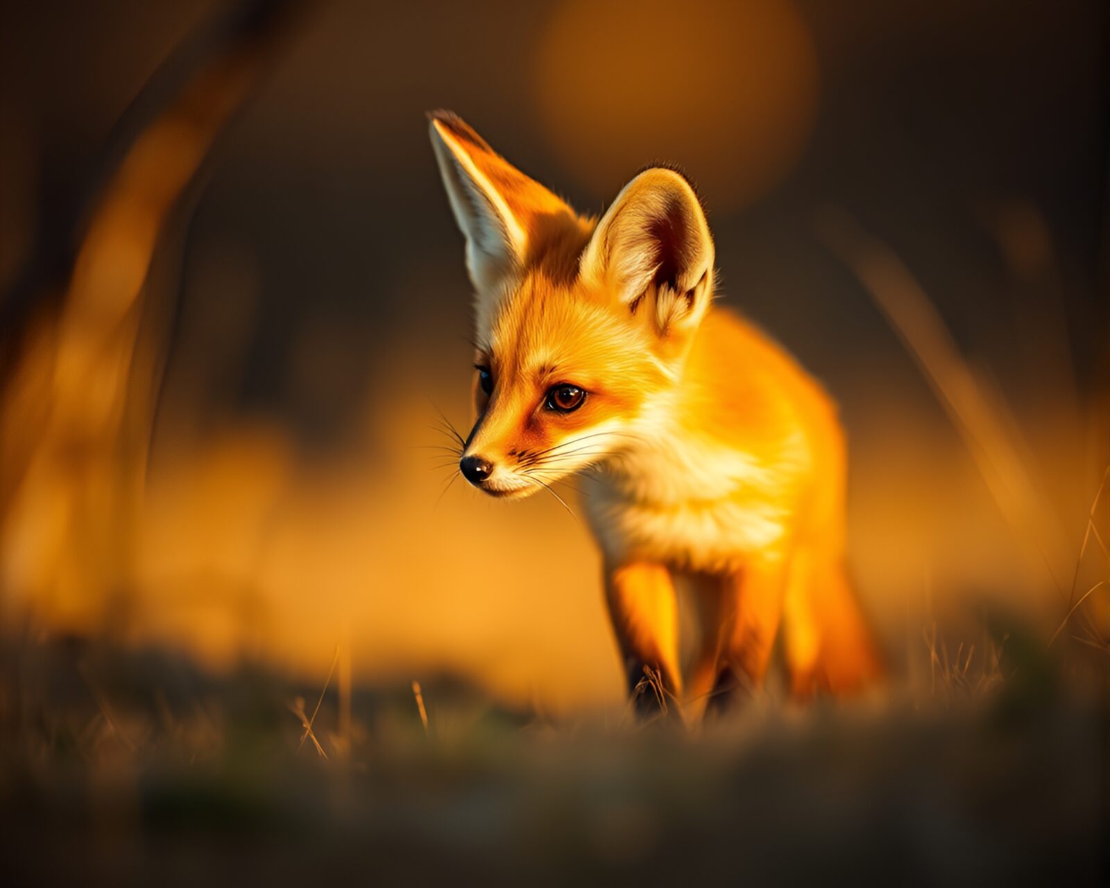 Procedurally generated image of adorable fennec fox in warm light