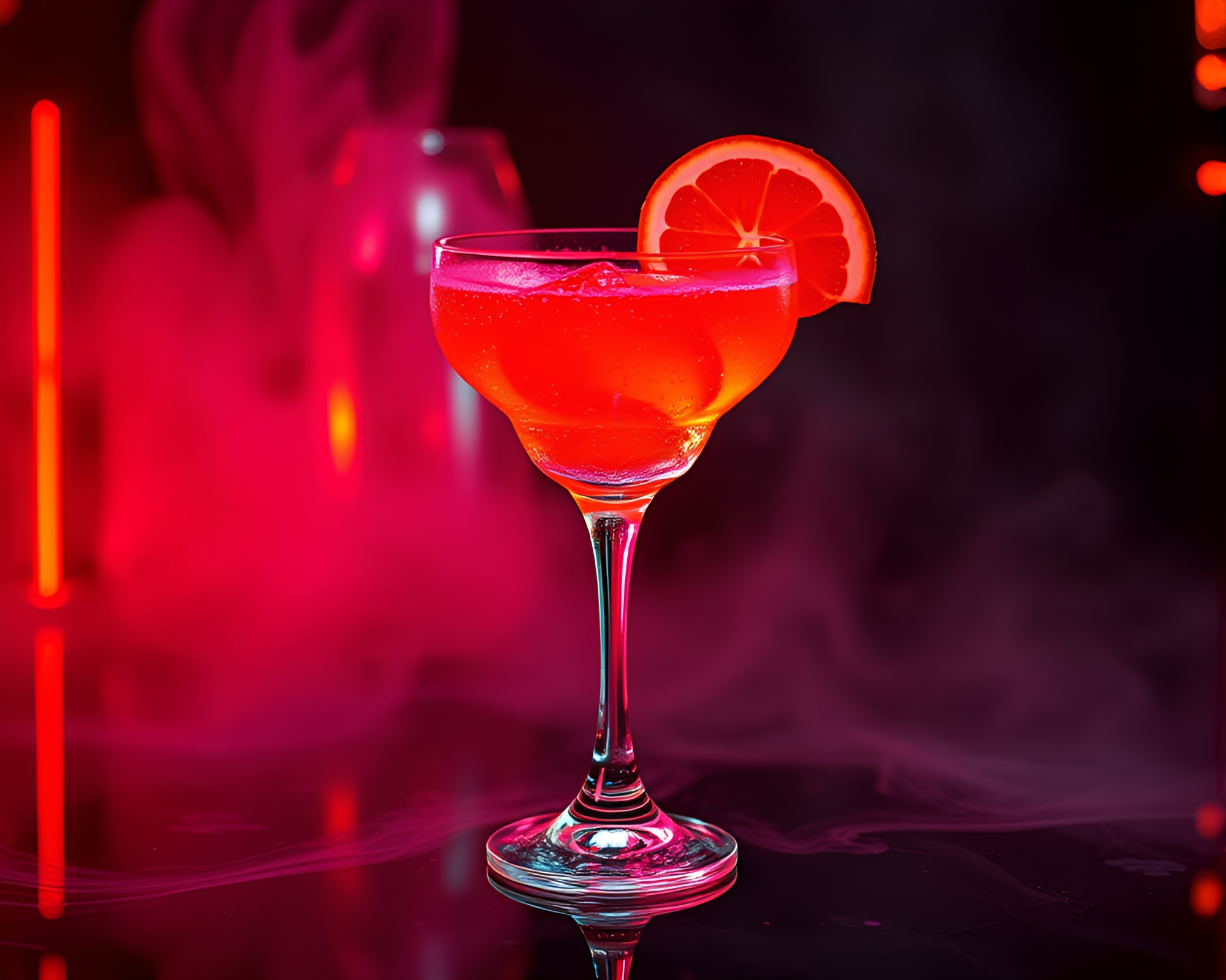Neon Sorcery: Bio-Organic Blood Orange Cocktail Glow – free AI stock image