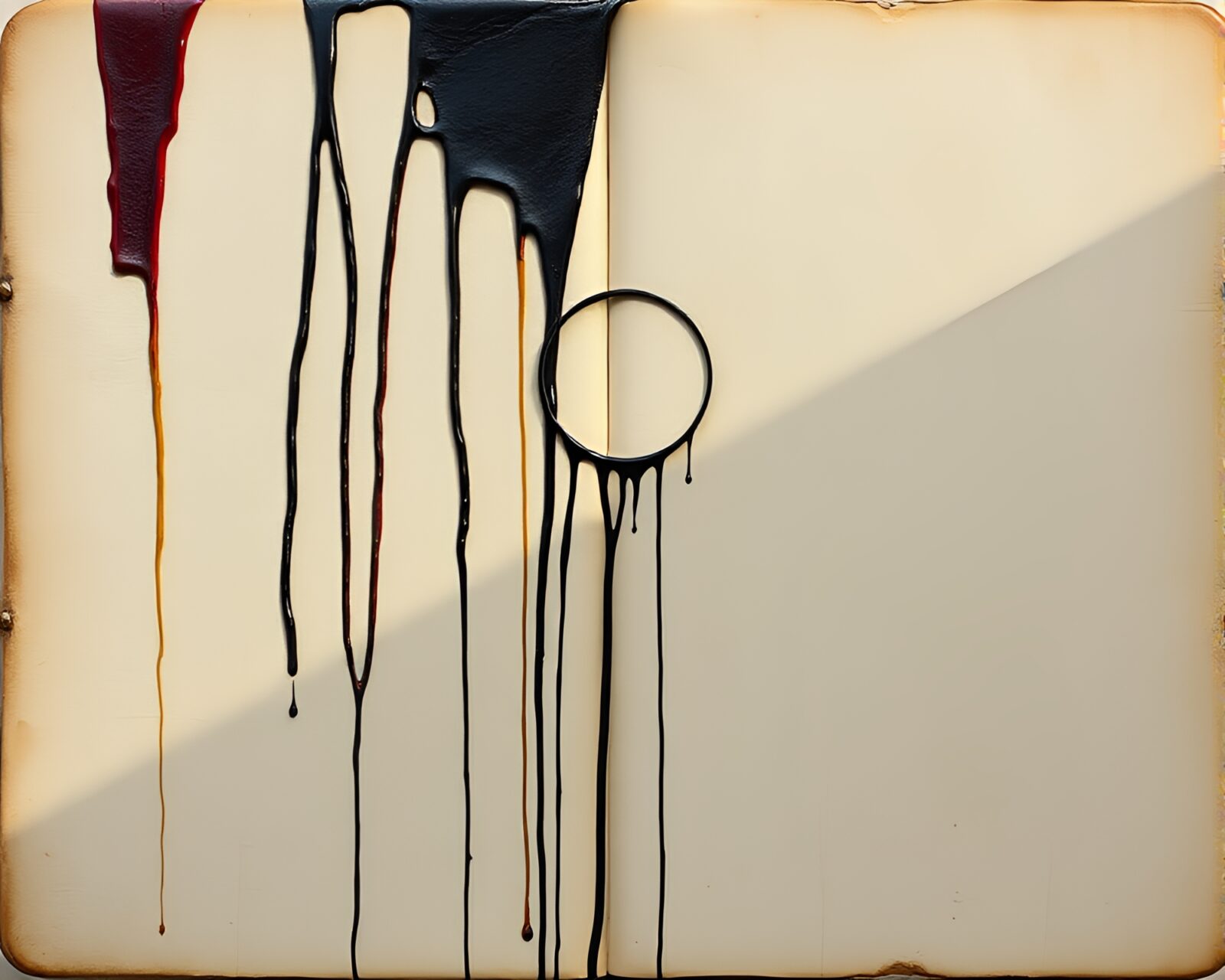 Generative art of leather-bound diary in eclipse lighting