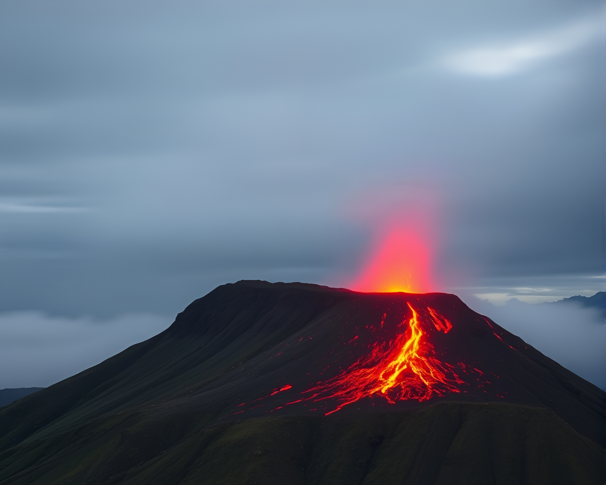 Tower of Fire: Motion Blurred Eruption – free AI stock image
