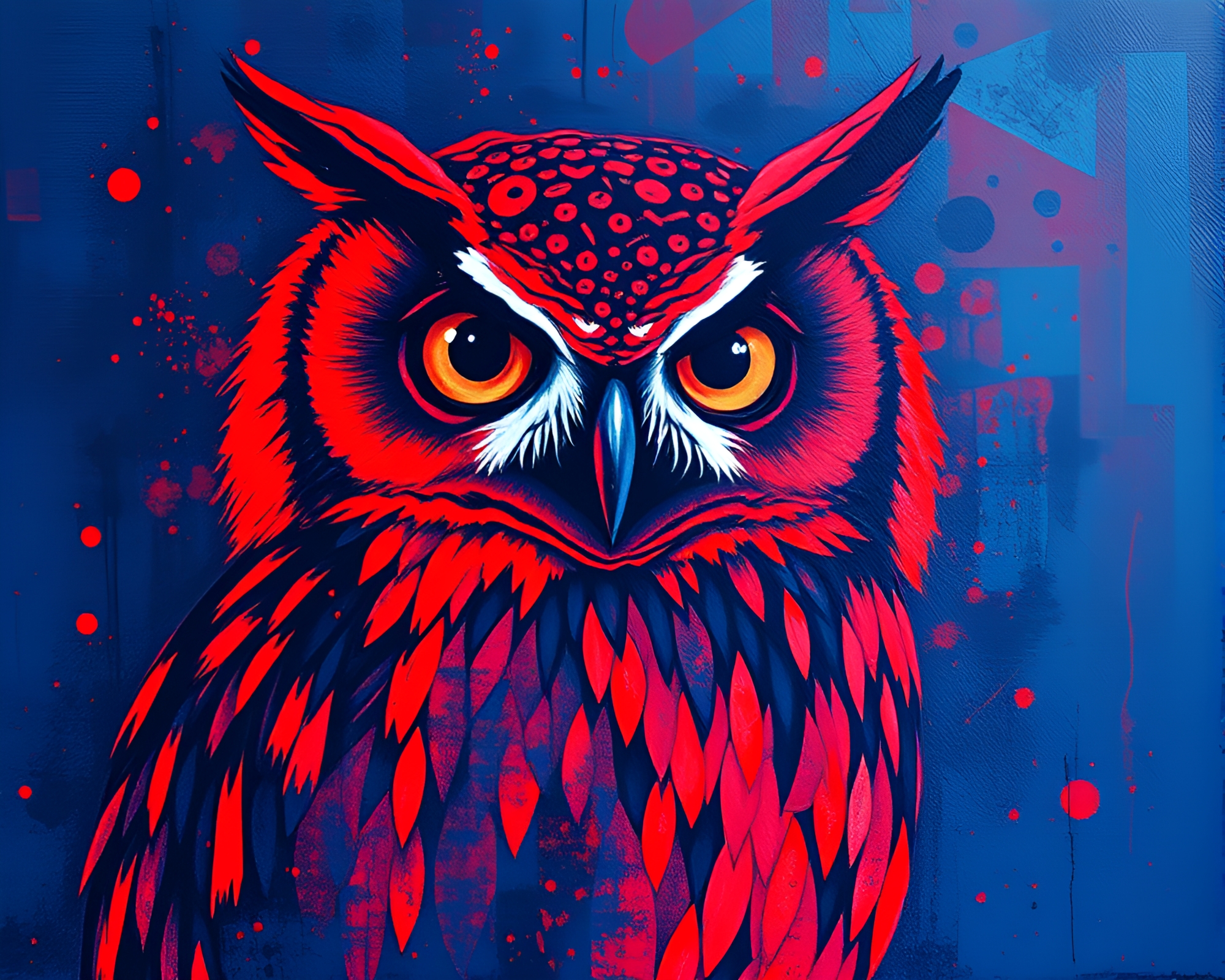 Clockwork Owl in Halftone Grid Duotone – free AI stock image
