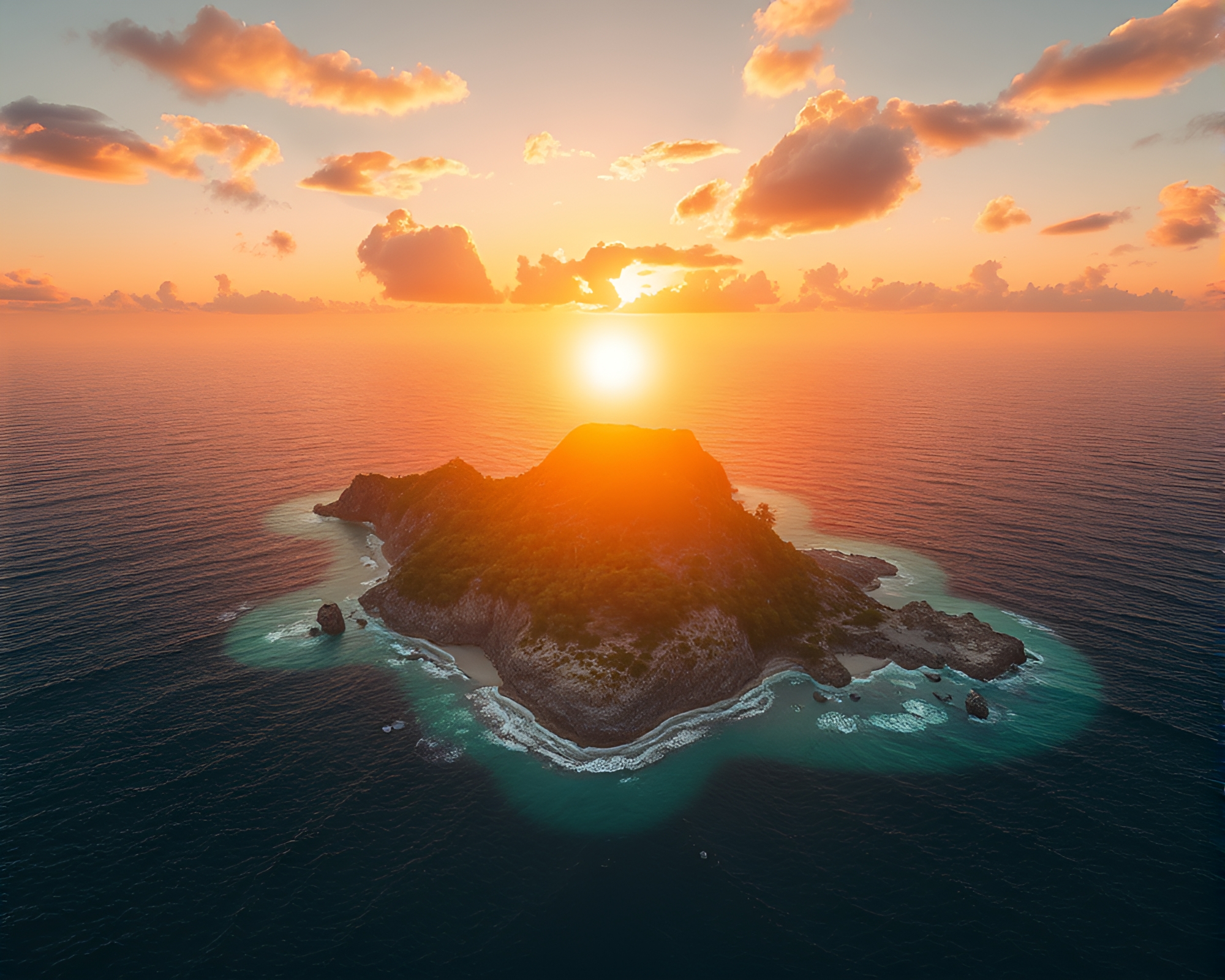 Procedural Texture Island in Golden Hour Glow – free AI stock image