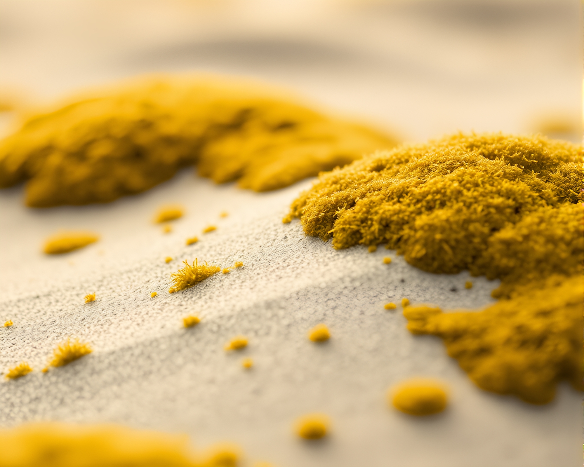 Miniature Moss Dunes: Monochrome Yellow Fantasy Landscape – free AI stock image