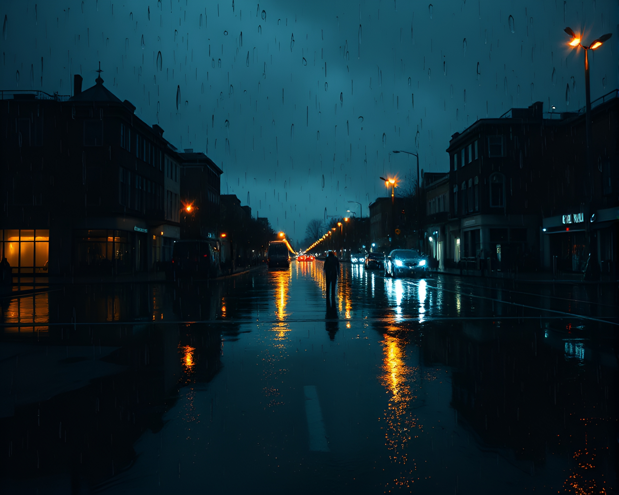 Rainy Parallel Universe: Shadow Play Collage – free AI stock image