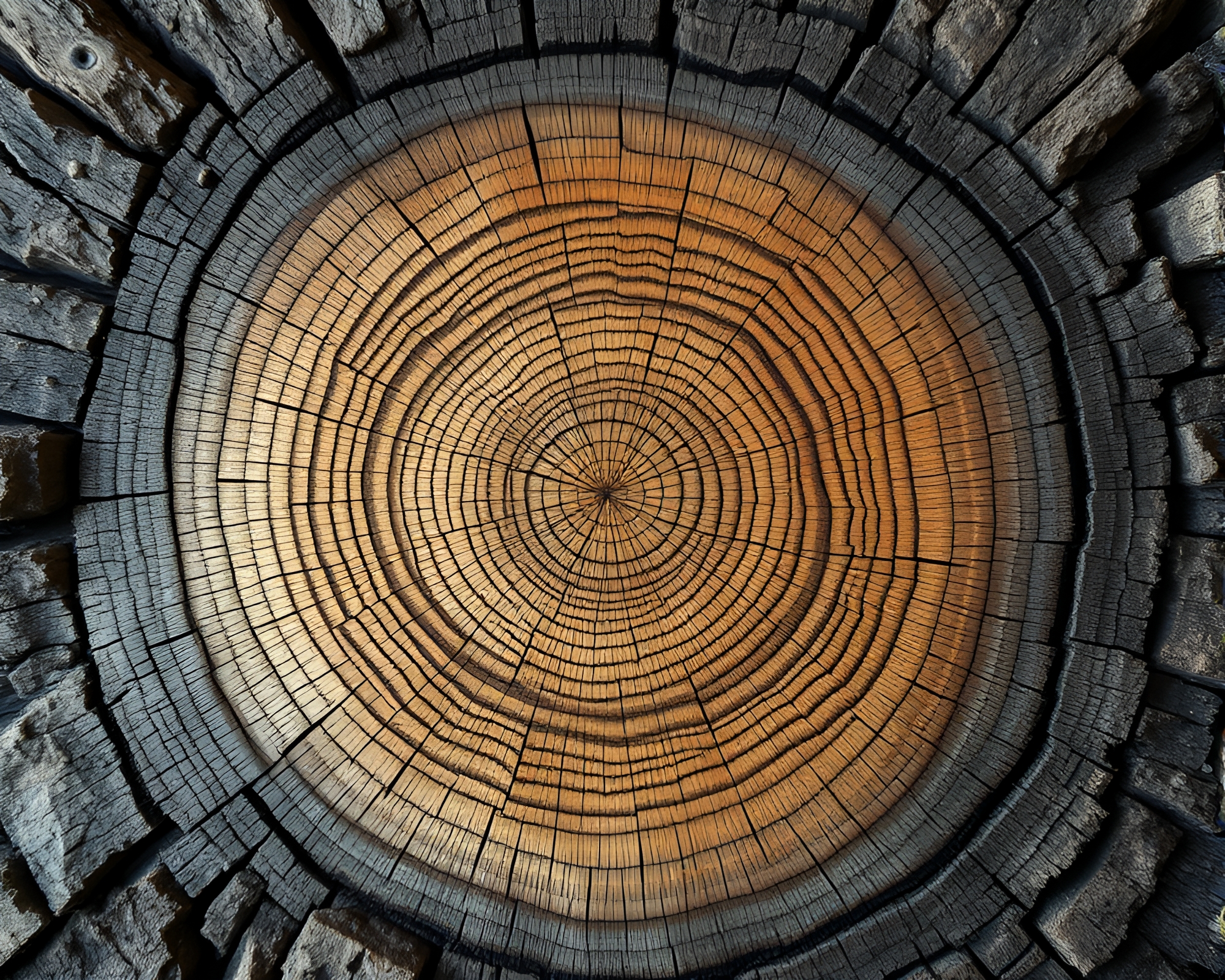 Volcanic Golem Surrounded by Kinetic Tree Ring Patterns – free AI stock image