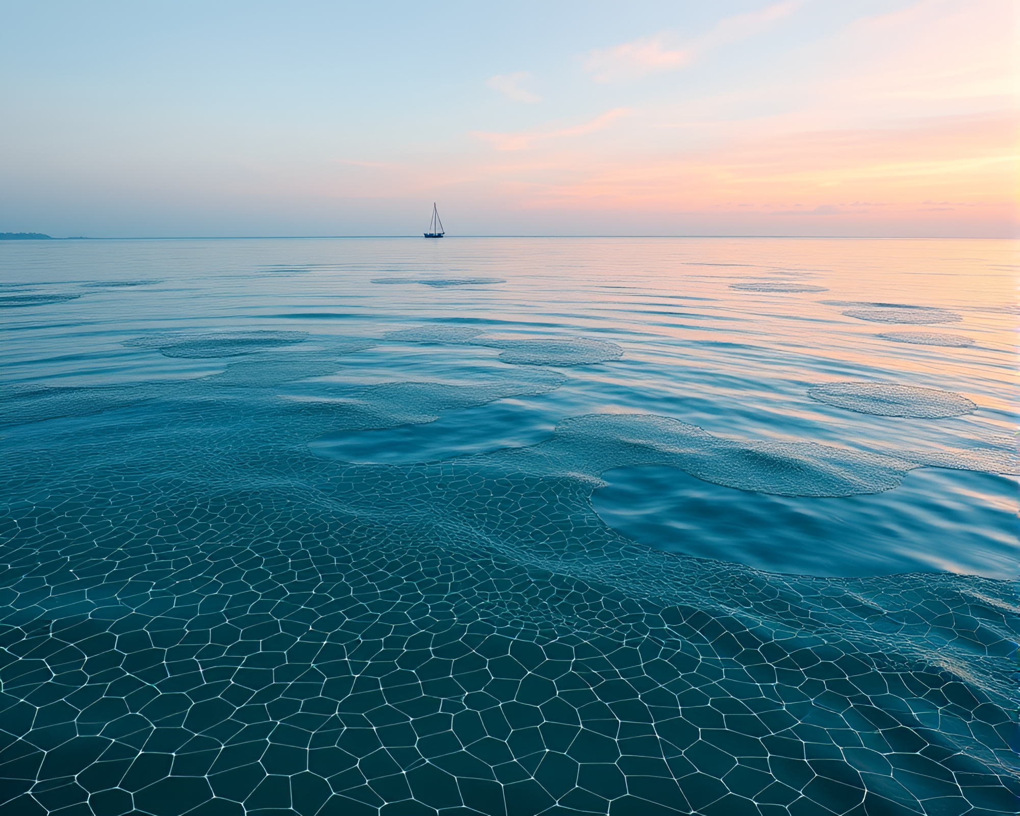 Teal Serenity: Island Cobweb Vector Art Composition – free AI stock image