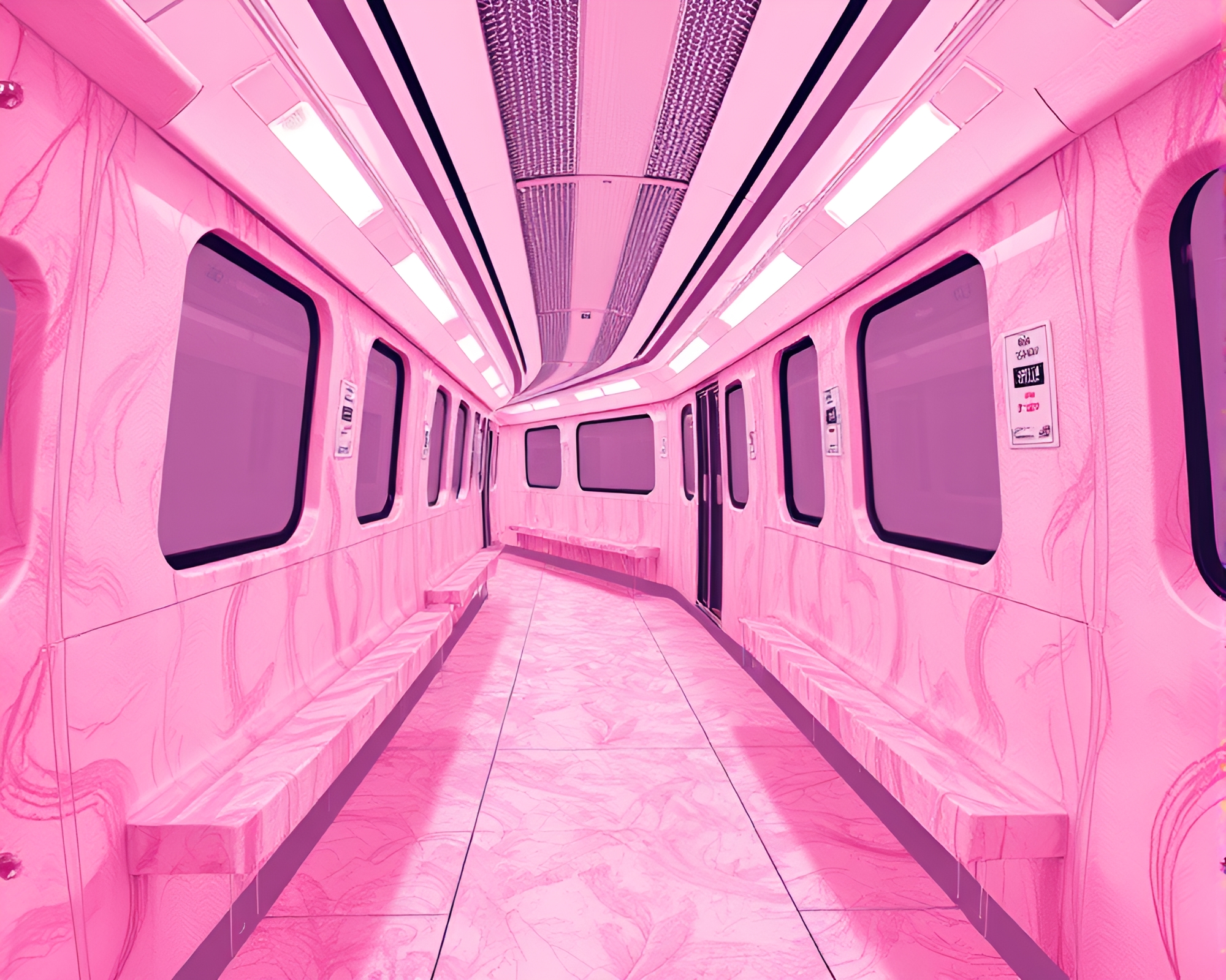 Monorail in Blush Pink Digital Leaf Vein Landscape – free AI stock image