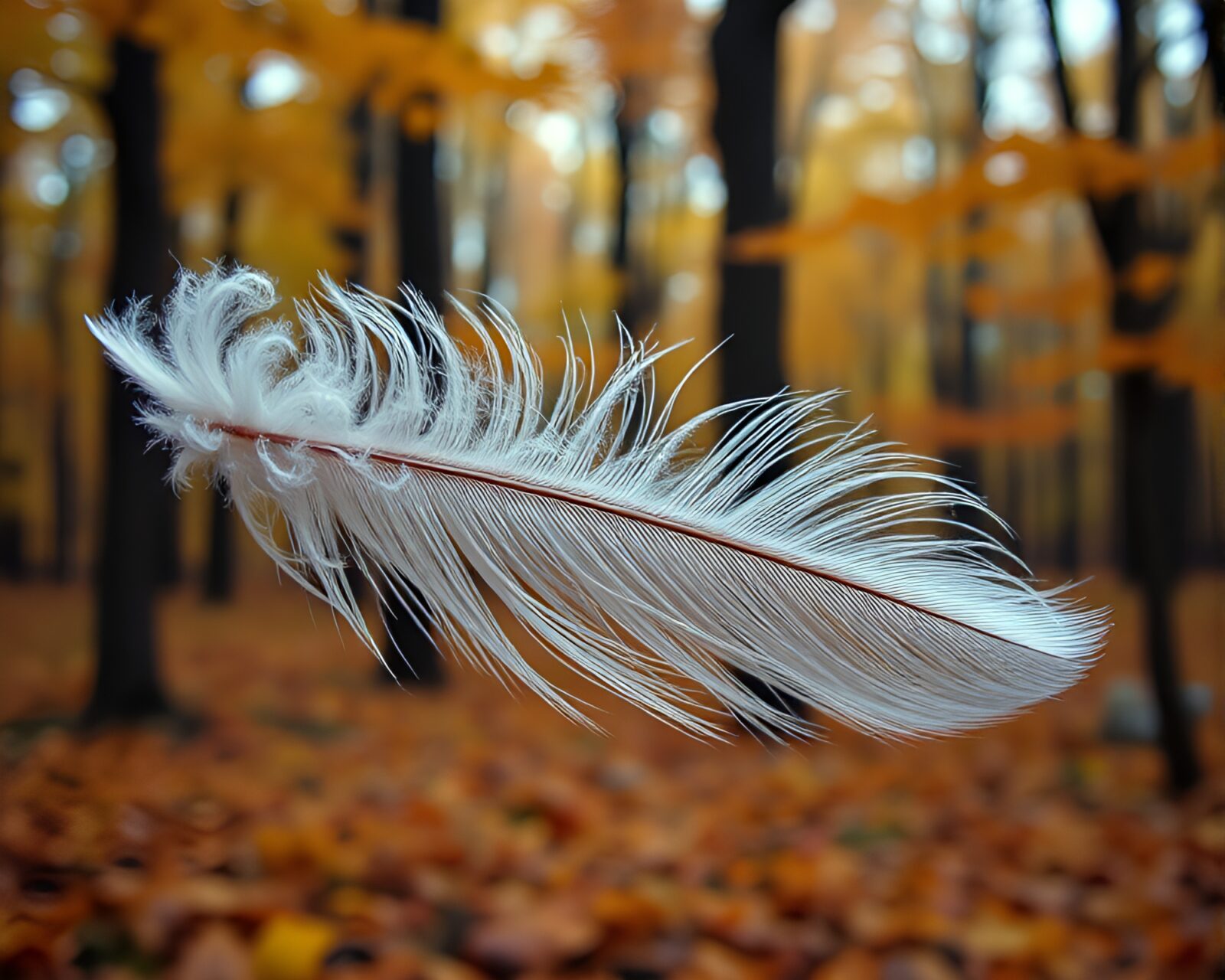 Fluid simulation of feather dusting in an autumn forest