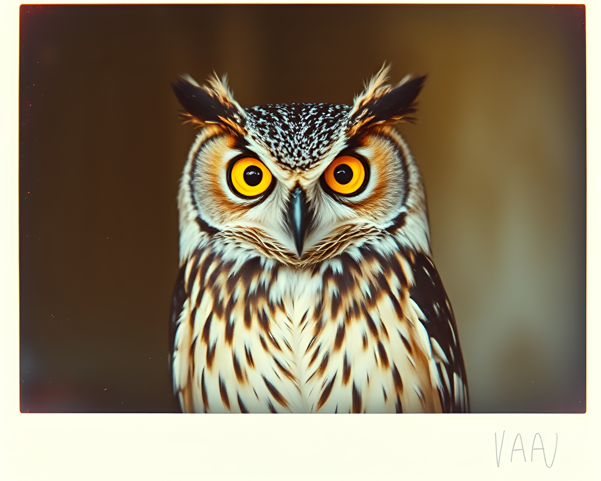 Majestic Owl Zoom Burst Polaroid Frame Composition – free AI stock image
