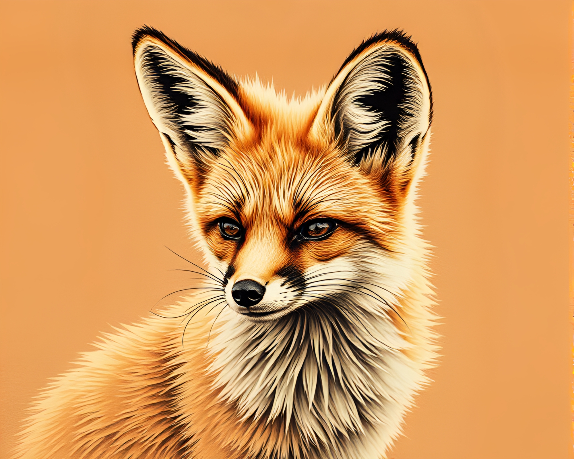 Fennec Fox Linocut in Infrared Earth Tones – free AI stock image