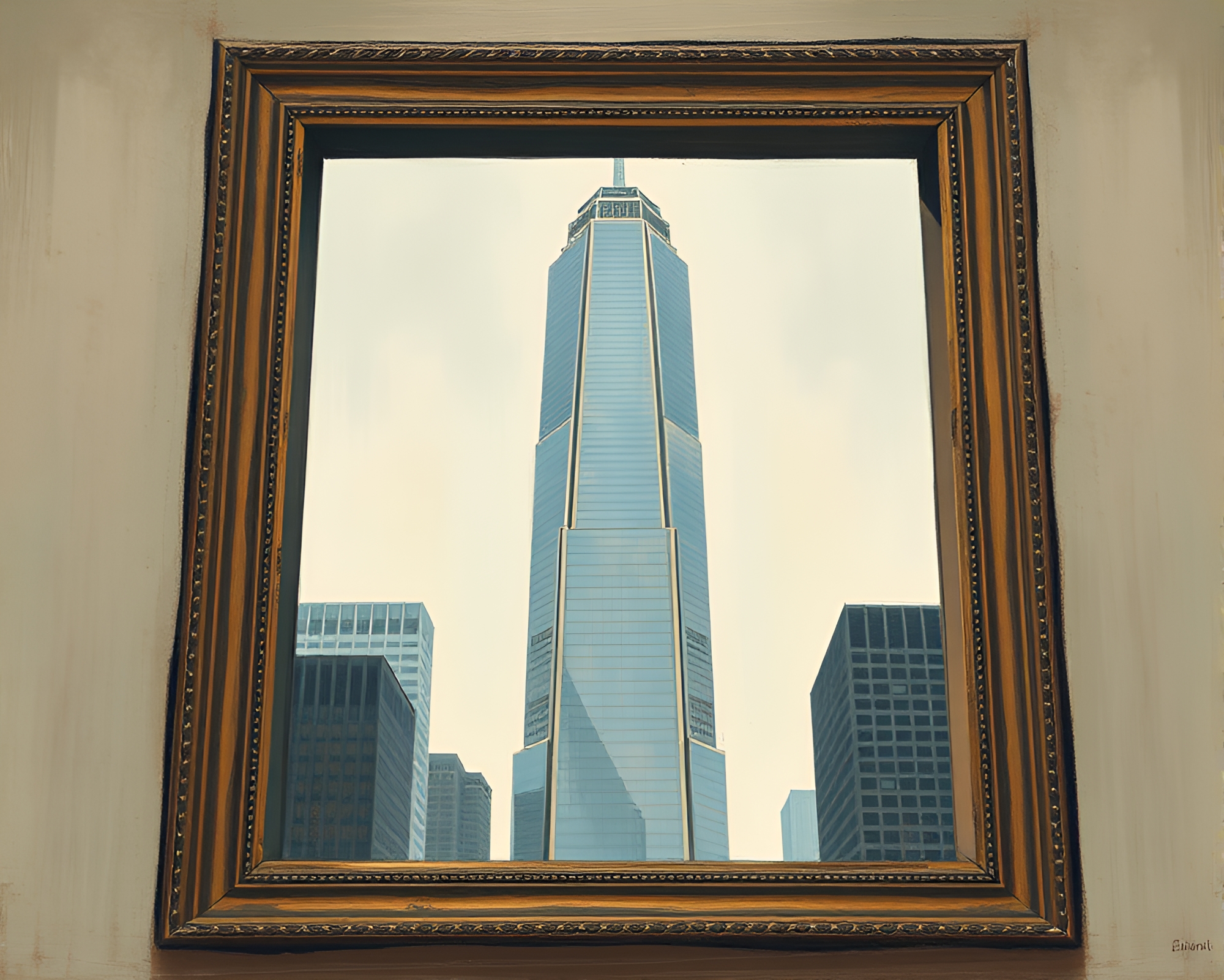 Skyscraper Mirage: Industrial Cityscape in Pastel Hues – free AI stock image