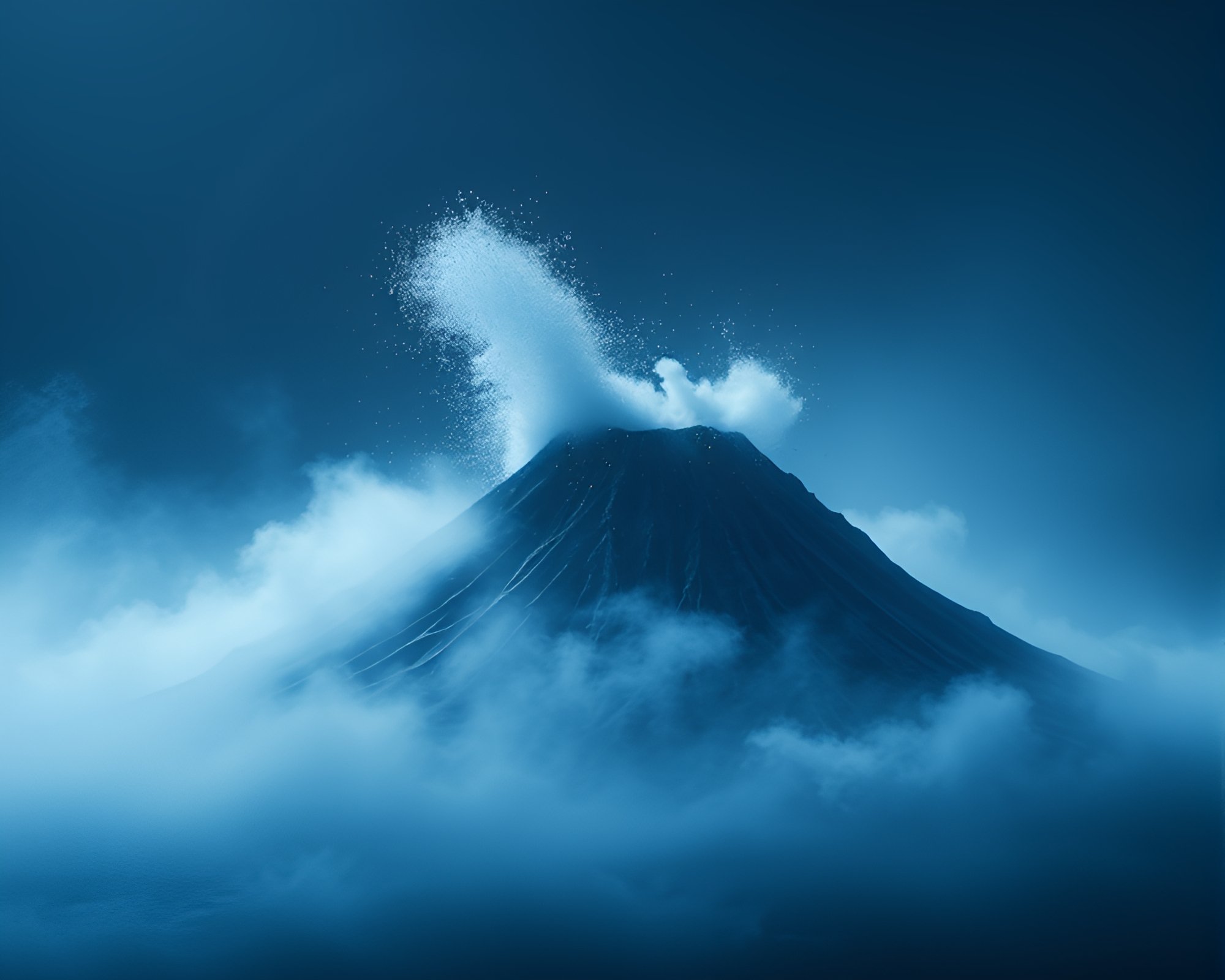 Volcanic Blue Dust Particles Simulation – free AI stock image