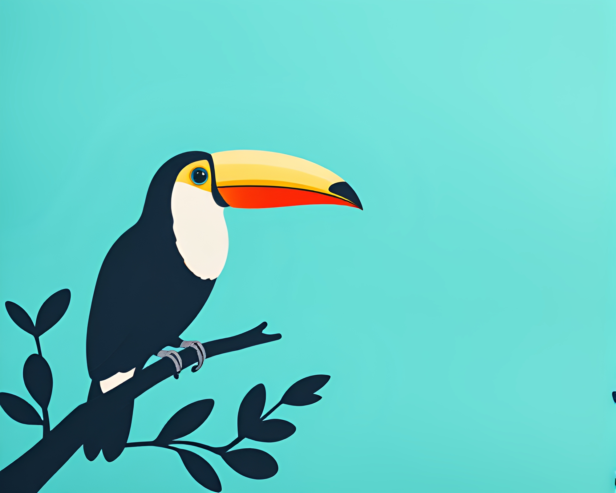 Toucan in Turquoise Stencil Art Paper Composition – free AI stock image