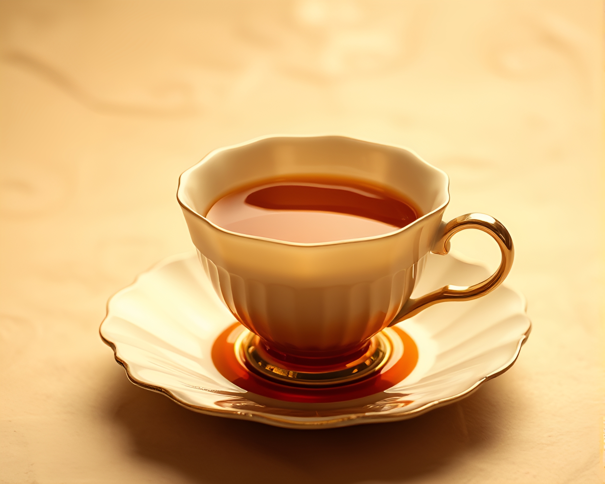 Floating Tea Cup in Sepia Tones – free AI stock image