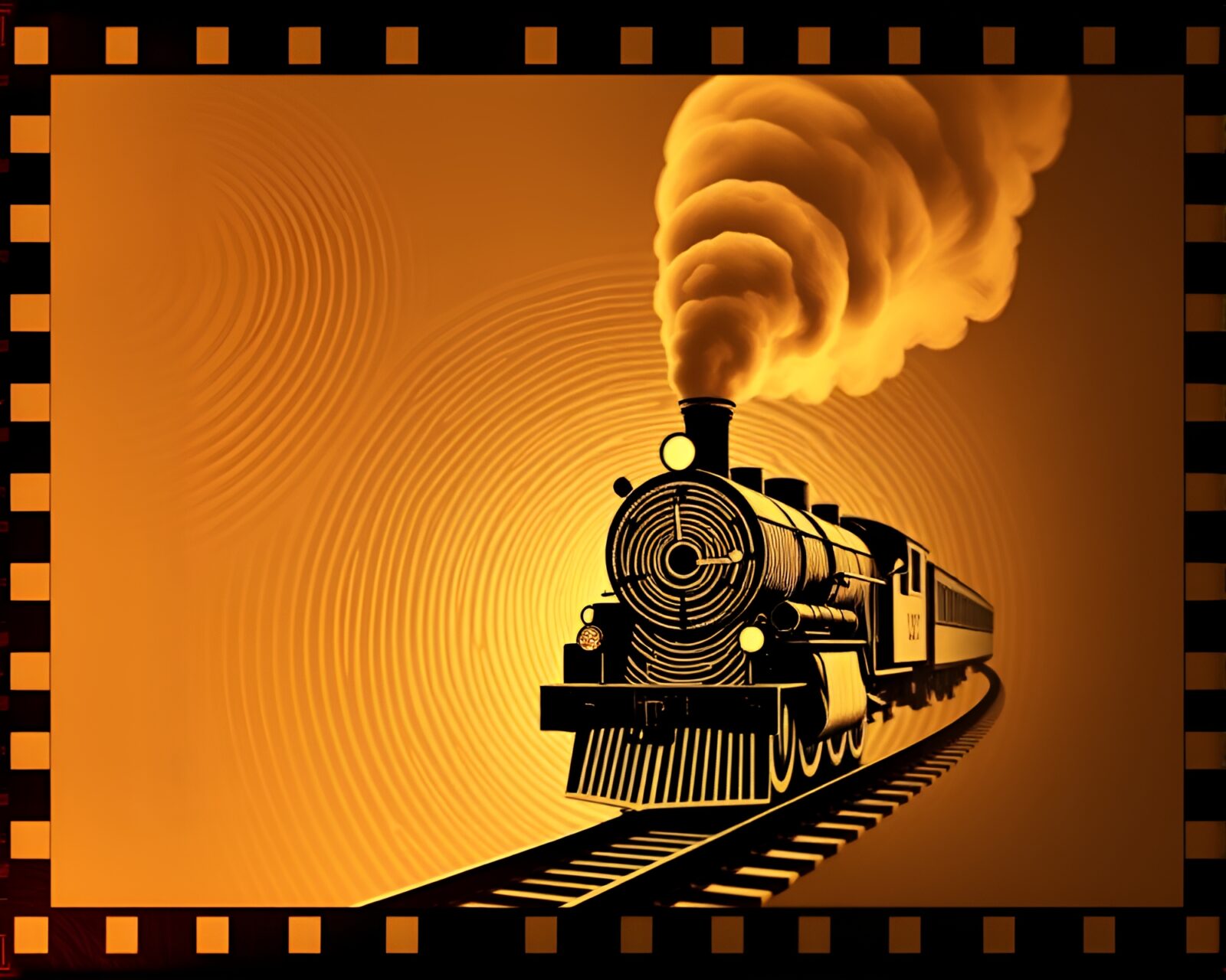 Abstract art of a steam locomotive with fingerprint swirls