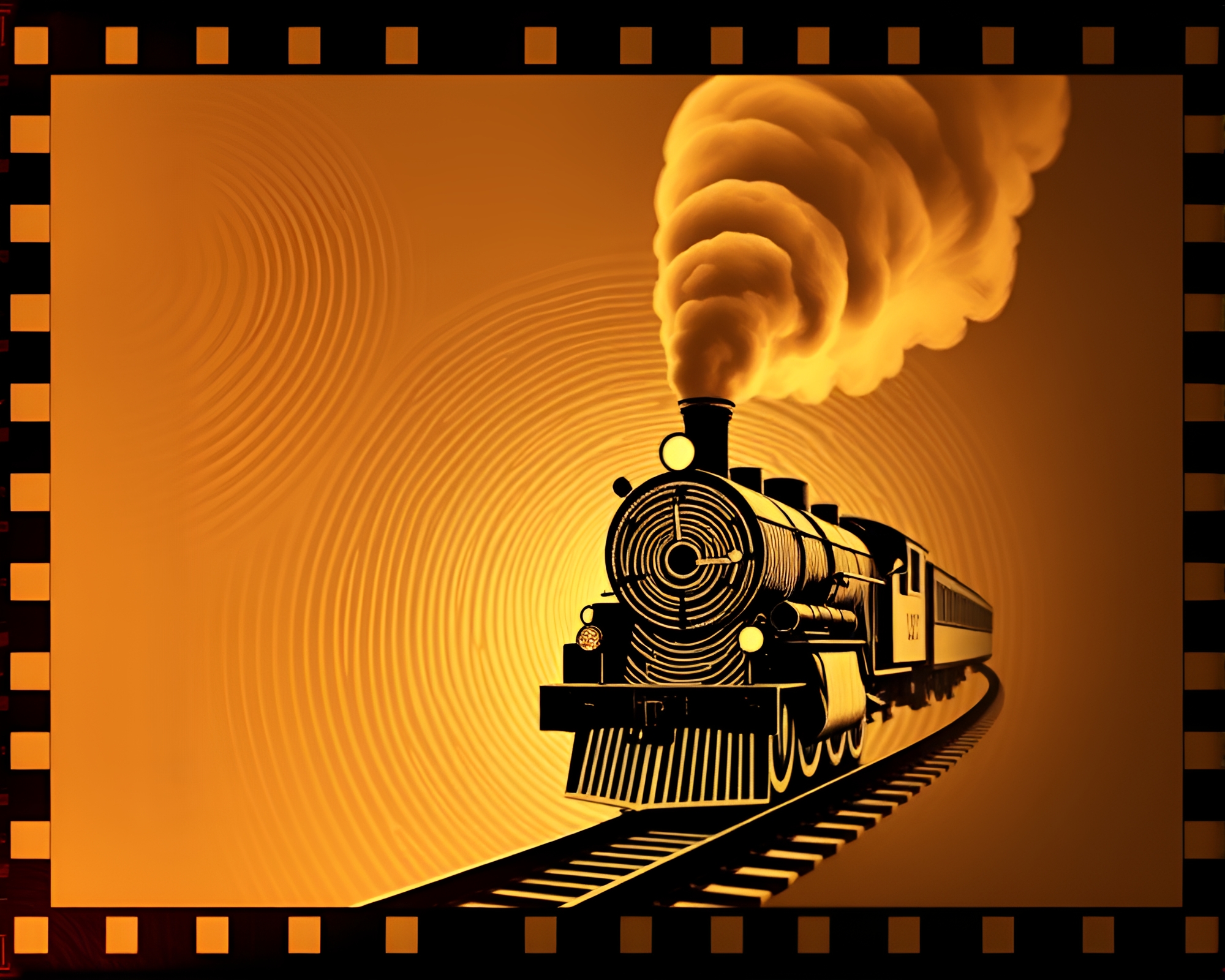 Swirling Fingerprint Steam Locomotive Earth Tone Gradient Art – free AI stock image