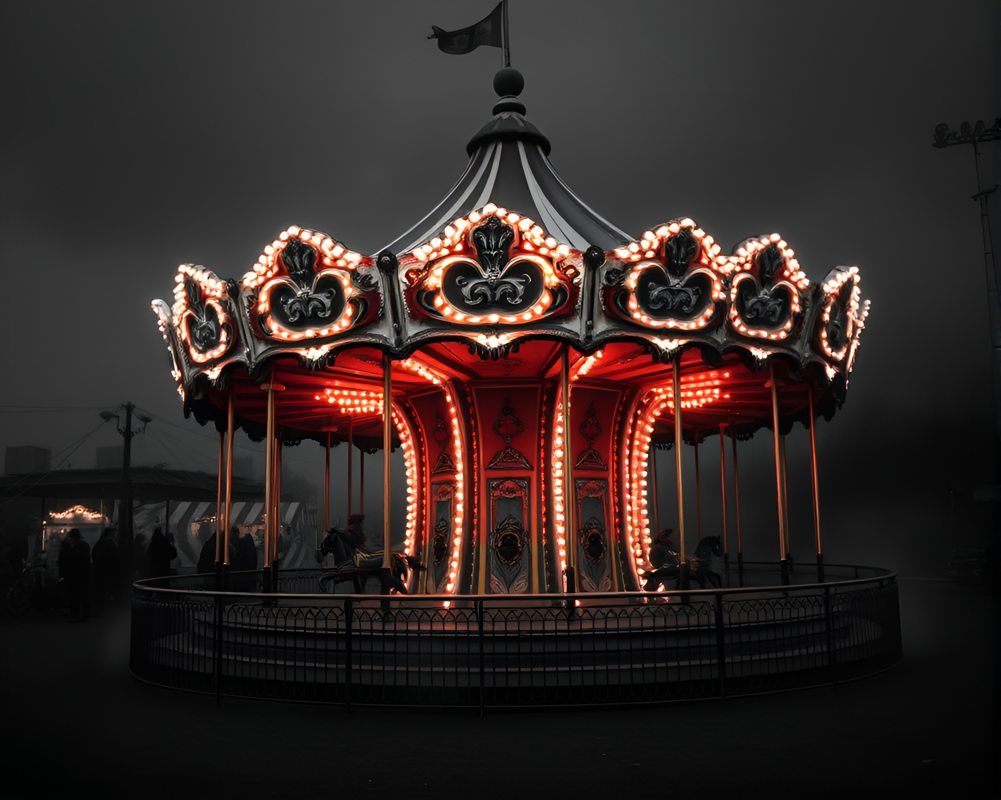 Procedurally Generated Carnival Carousel in Charcoal Black – free AI stock image